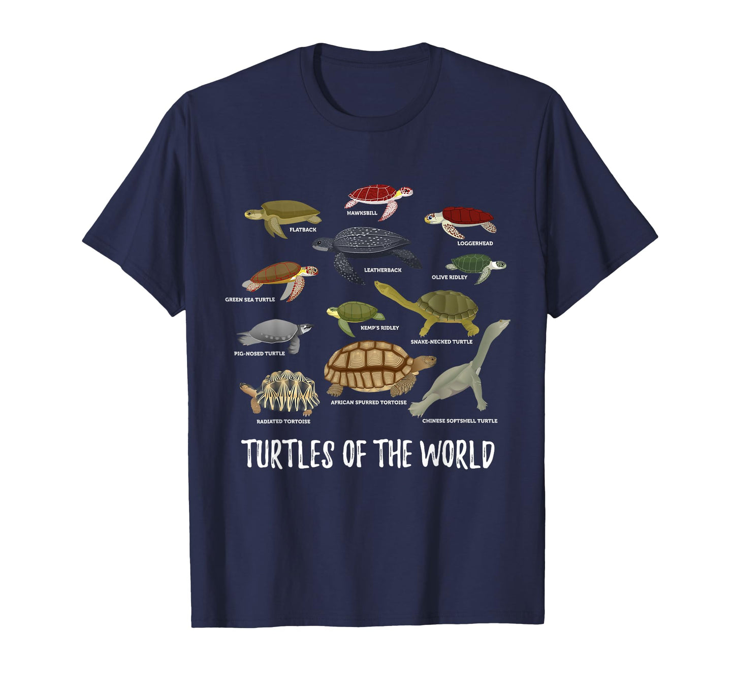 Turtles of the World Apparel Turtle Gear Types of Turtle T-Shirt