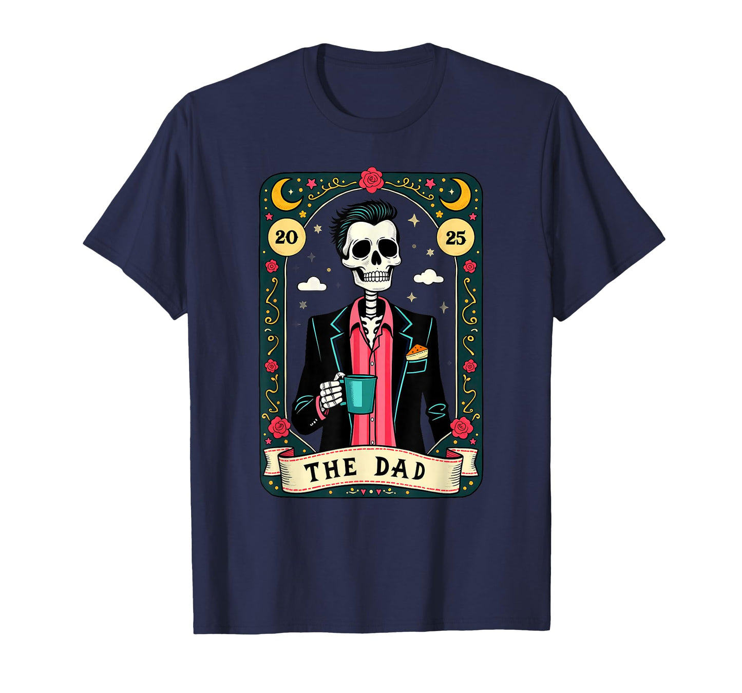 Retro Witch Dad Tarot Card Skeleton Halloween T-Shirt
