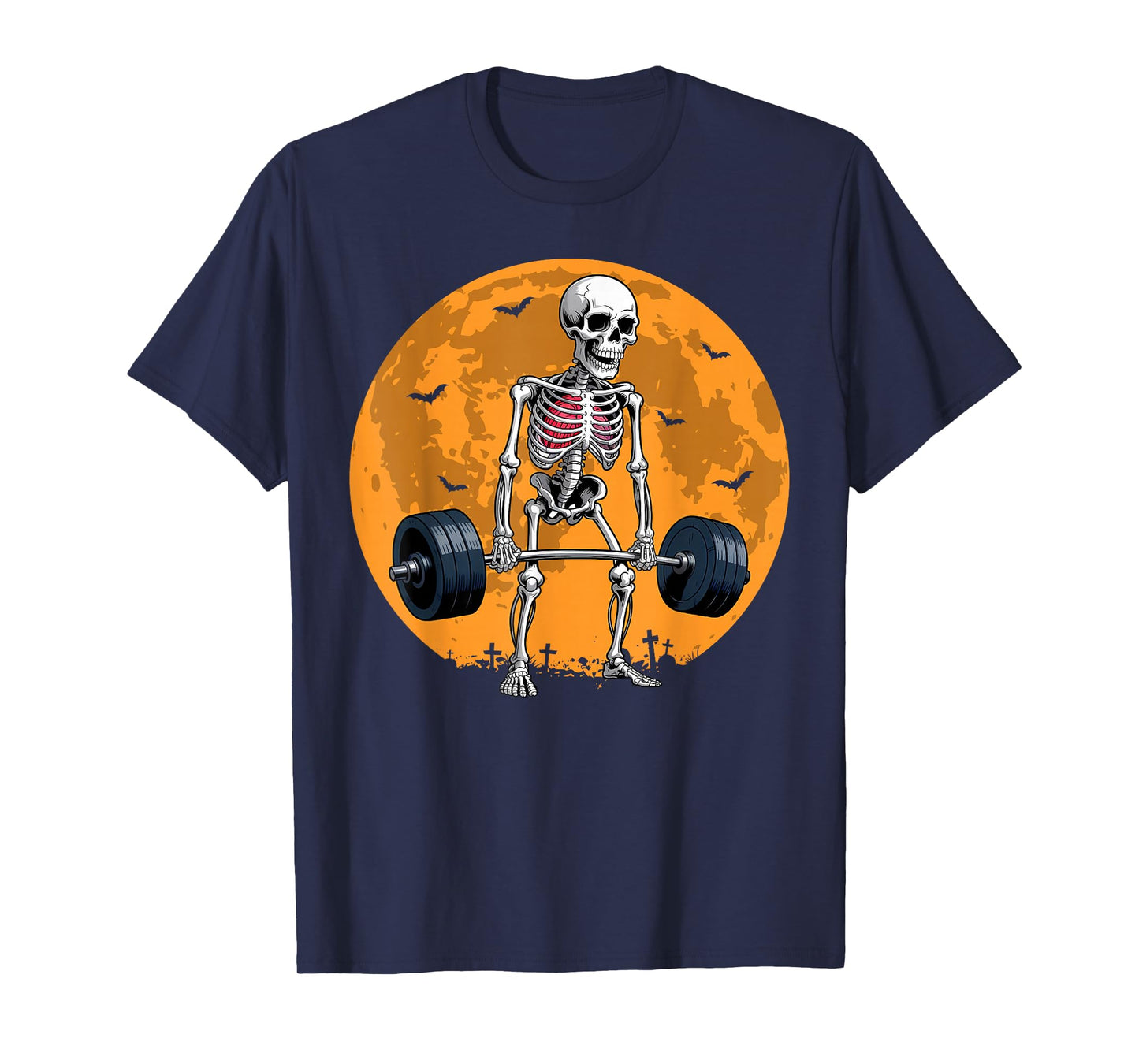 Halloween Skeleton Deadlift Funny Fitness Weightlifting Gym T-Shirt