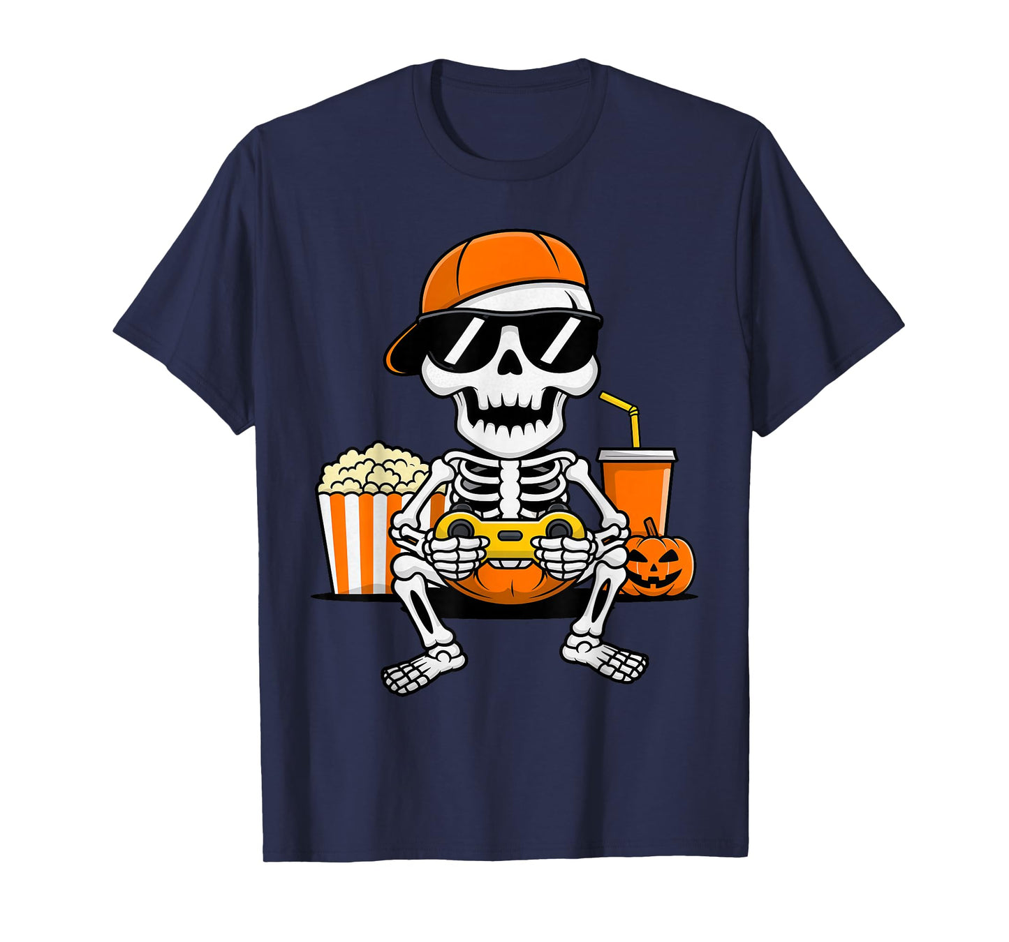 Funny Skeleton Video Game Halloween Gaming Gamer Boys Men T-Shirt
