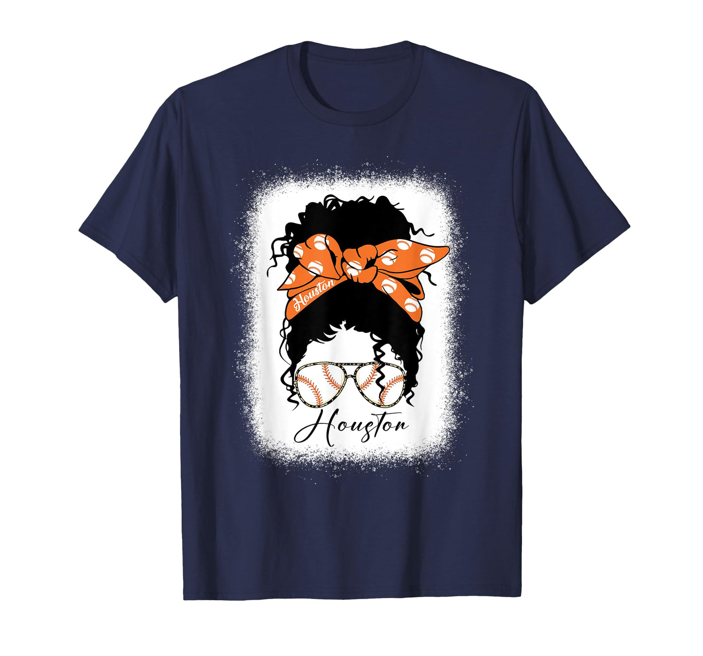 Messy Bun Bleached Houstion Souvenir I Love Houstion Women T-Shirt