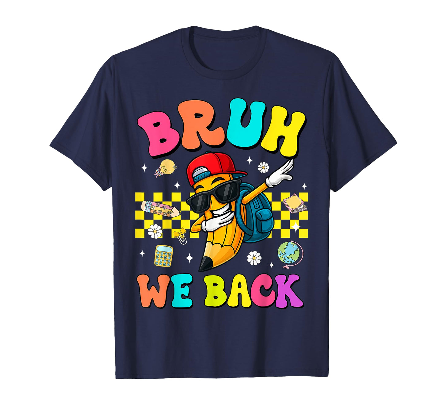 Bruh We Back Back to School Funny Pencil Dabbing Boys Kids T-Shirt