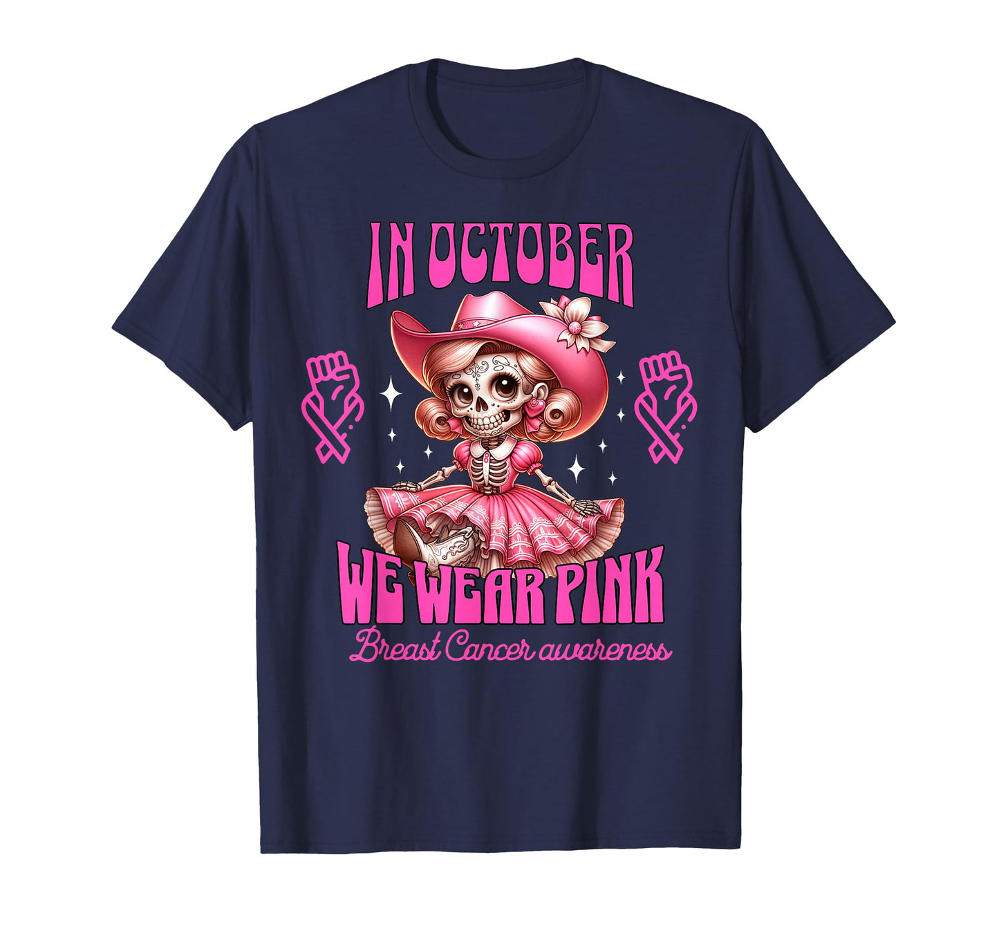 Breast Cancer Women Halloween in October We Wear Pink T-Shirt