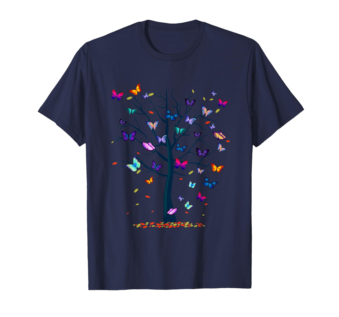 A & E C Butterfly Tree Beautiful Women's Black Butterfly Graphic T-Shirt