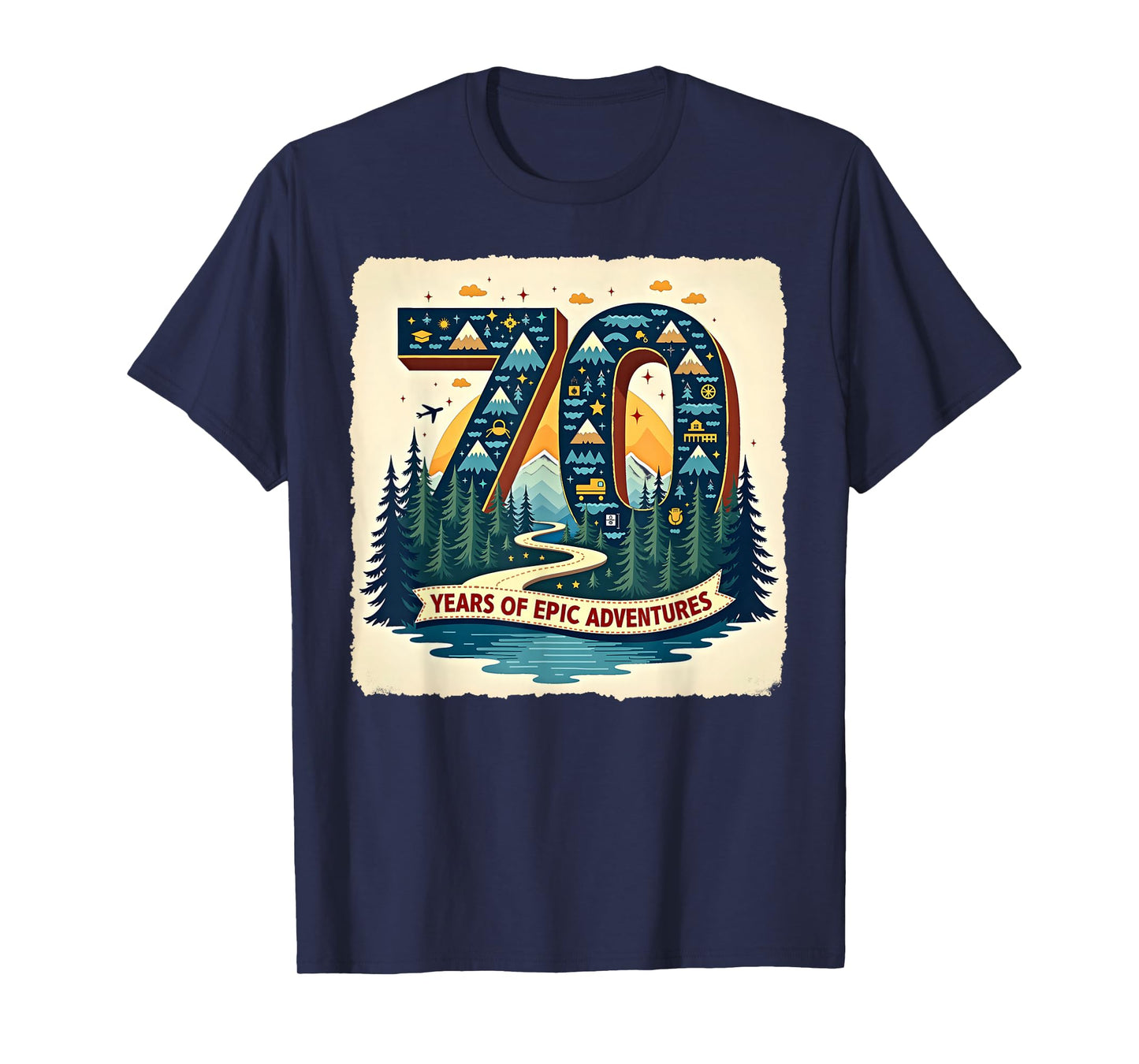 70 Years of Epic Adventures Birthday Gift Milestone Art T-Shirt