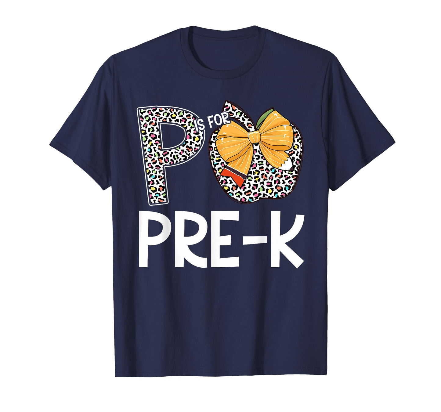 P Is For Pre-K Teacher Leopard Apple Back To School T-Shirt