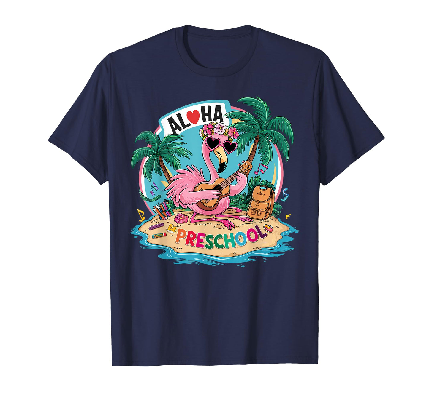 Aloha Preschool Flamingo Hawaii Back to School Kids Girl T-Shirt