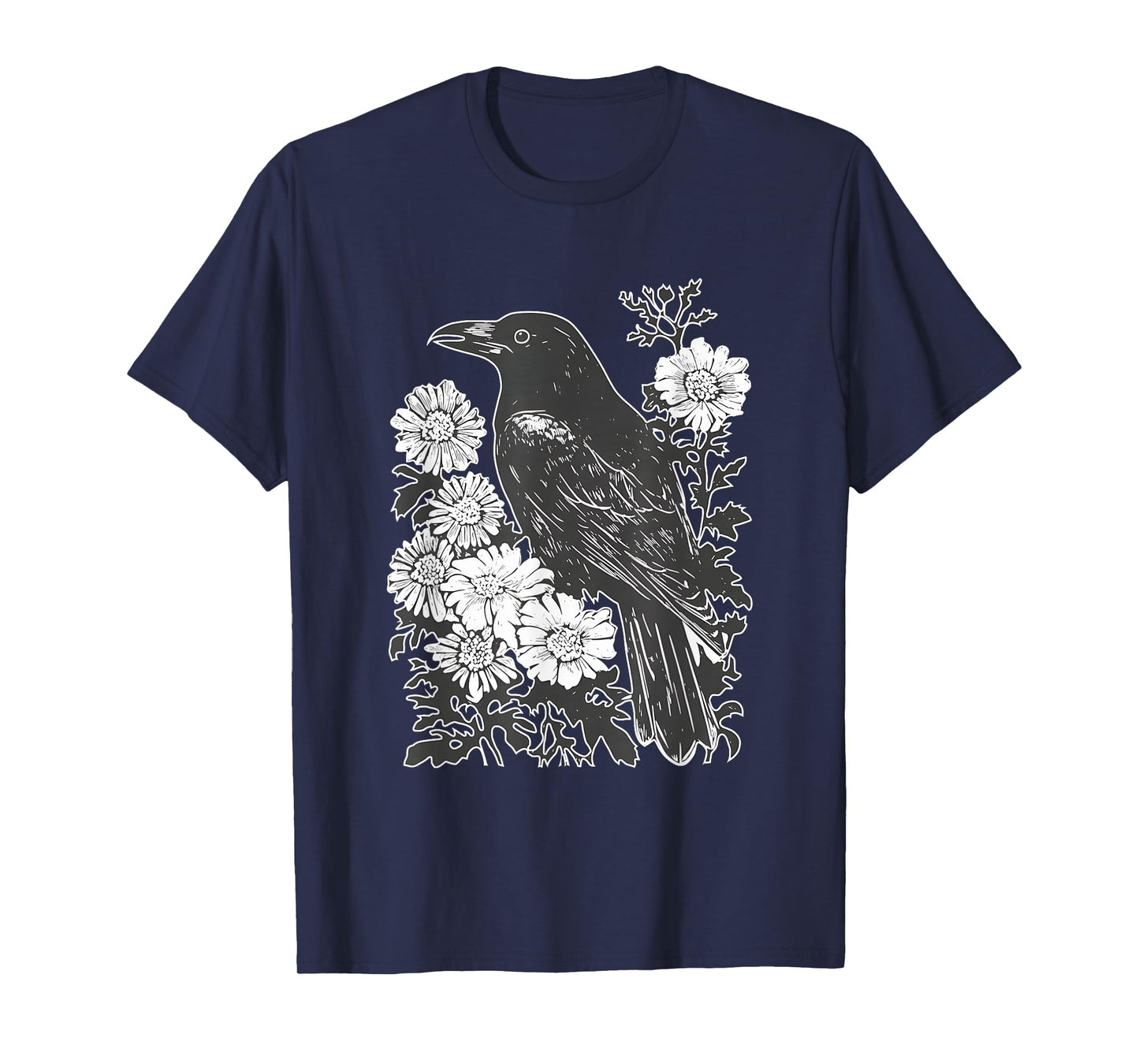 Gothic Raven Bird Crow Moon Light Night Retro Horror Look T-Shirt