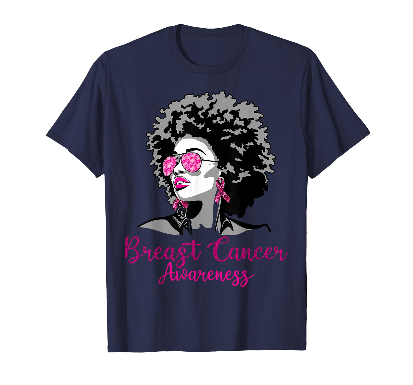 Afro African American Breast Cancer Awareness Black Womens T-Shirt