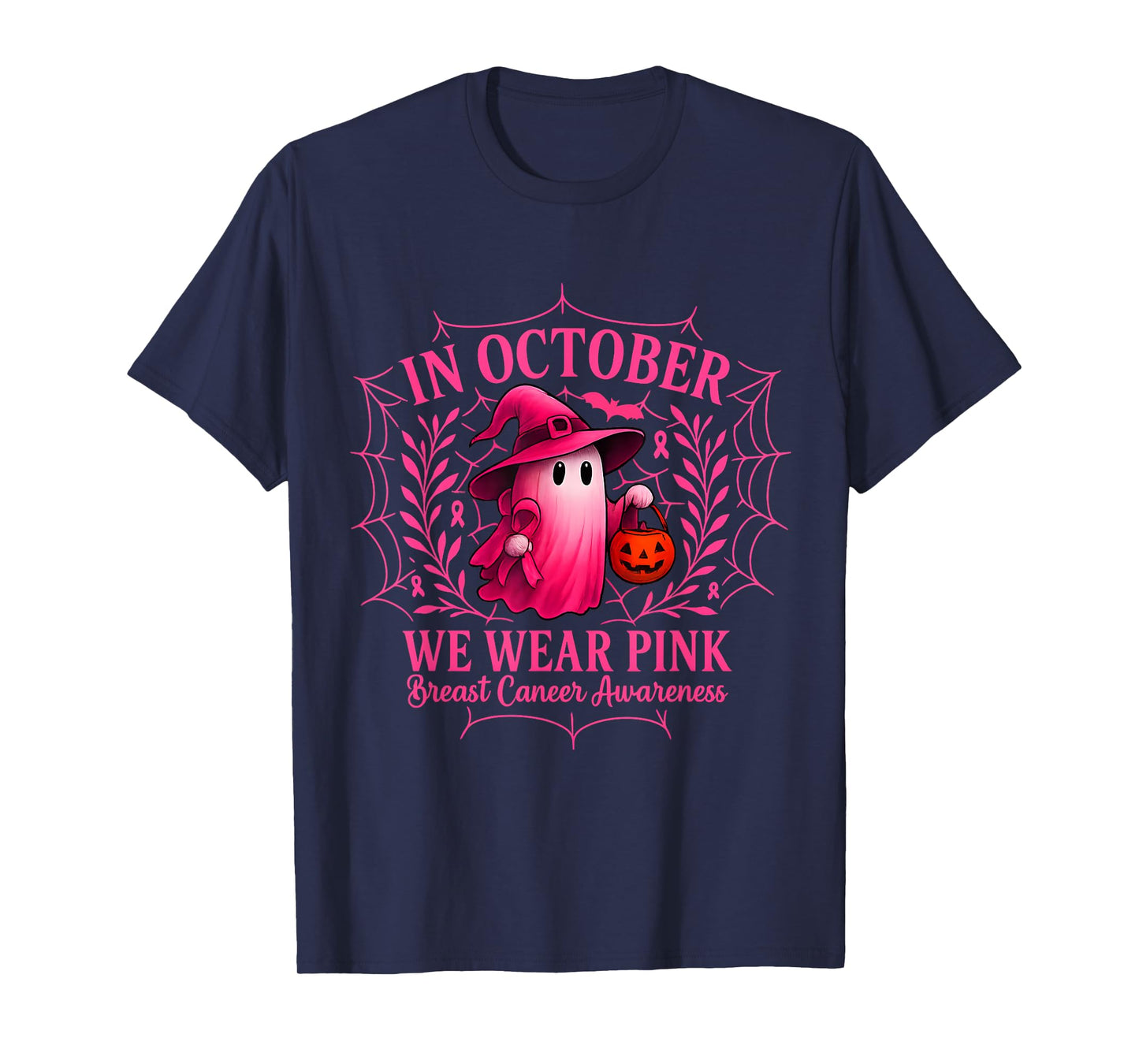 Breast Cancer Women Halloween in October We Wear Pink T-Shirt