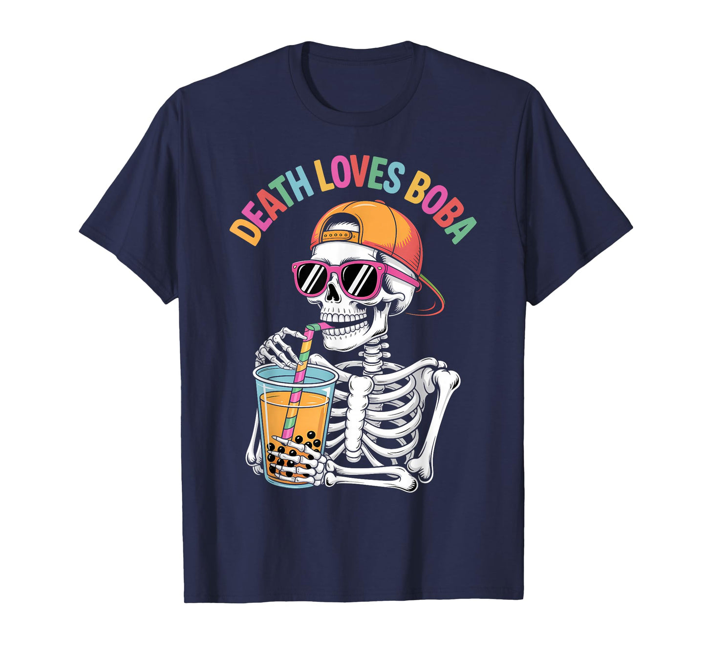 Funny Halloween Skeleton Boba Tea Costume T-Shirt