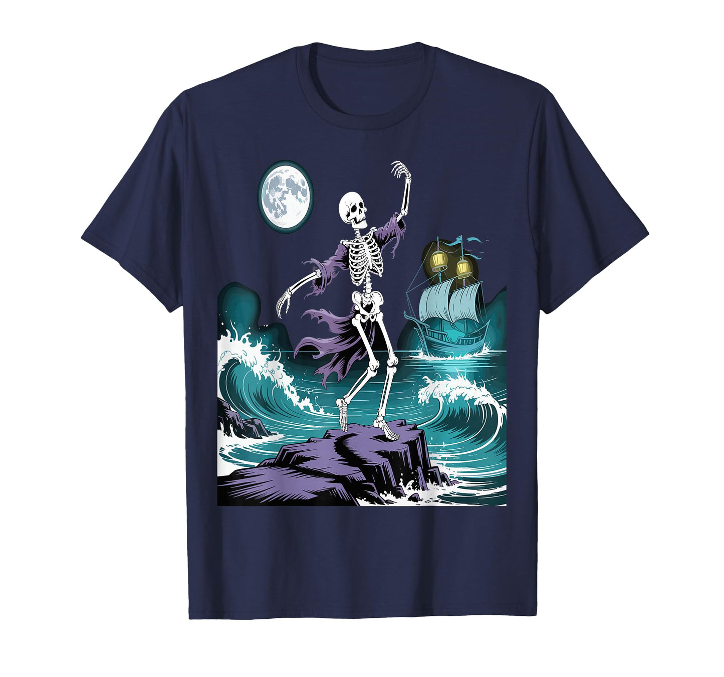 Skeleton Dancing Under The Moon Funny Spooky T-Shirt