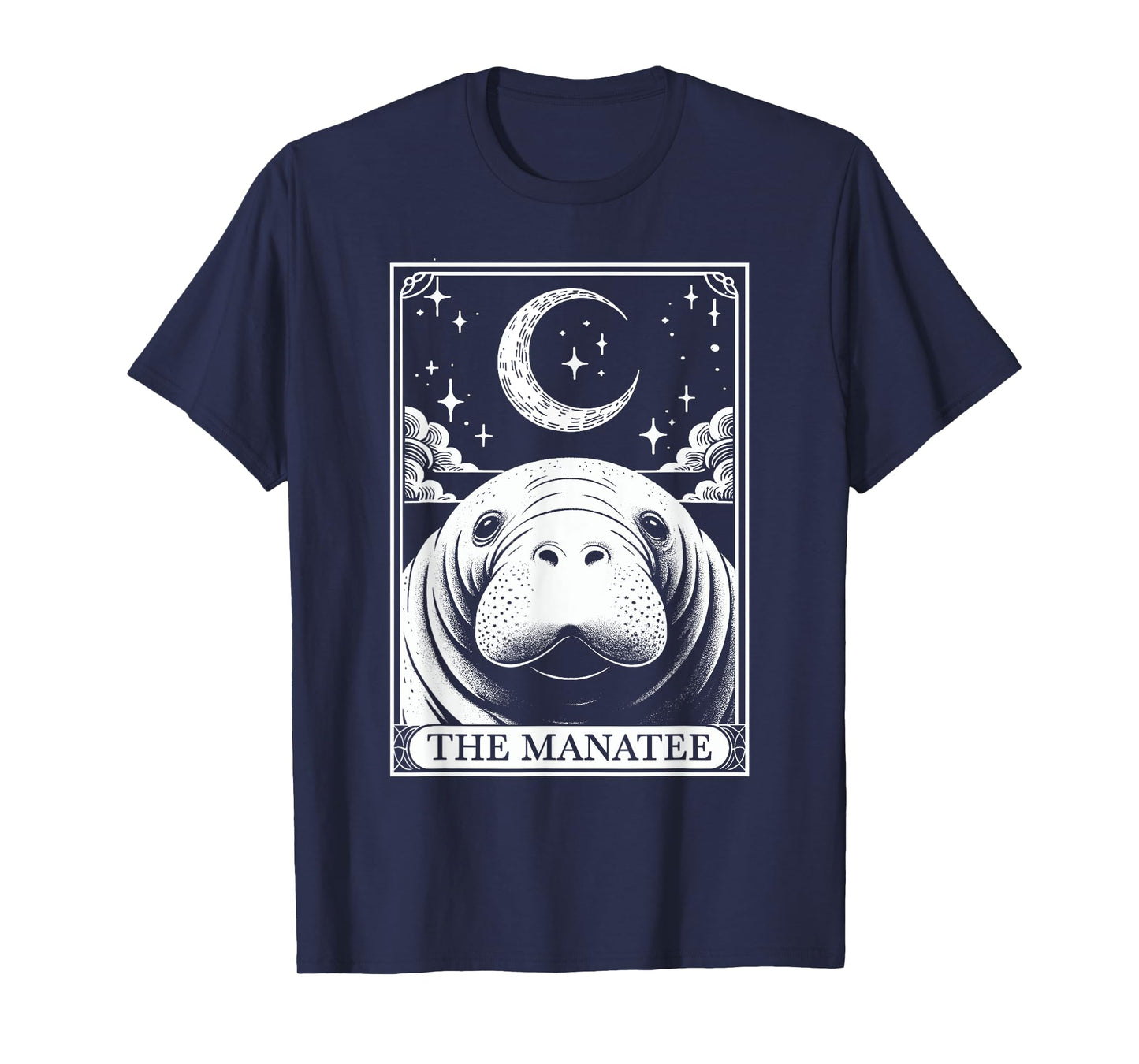 Tarot Card Vintage Crescent Moon Manatee Sea Animal Lovers T-Shirt