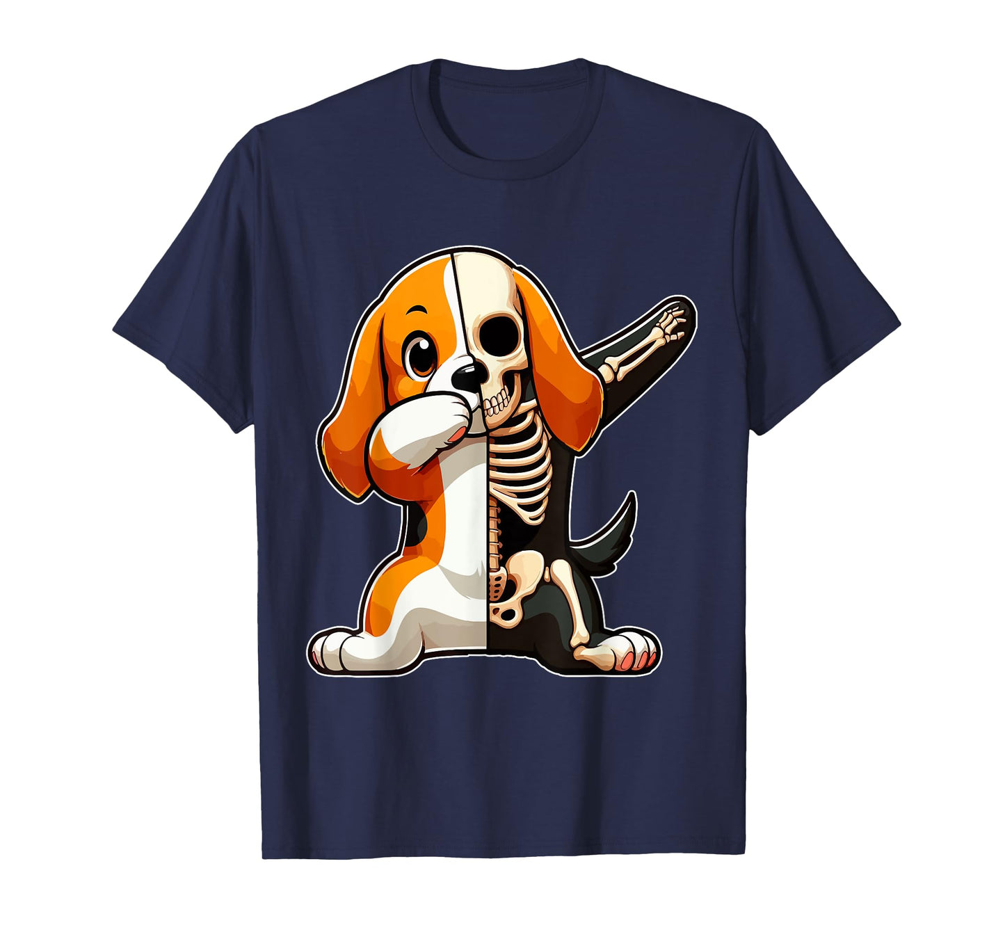 Dabbing Beagle Half Skeleton Halloween Costume Owner Lover T-Shirt
