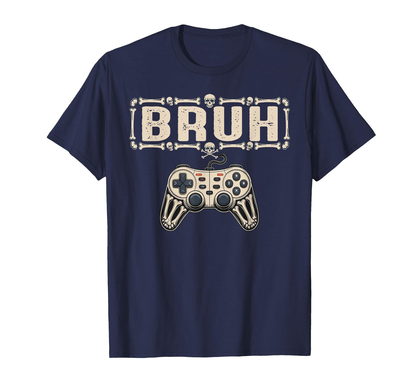 Halloween Skeleton Gamer Bruh Funny Video Gaming Boys Kids T-Shirt