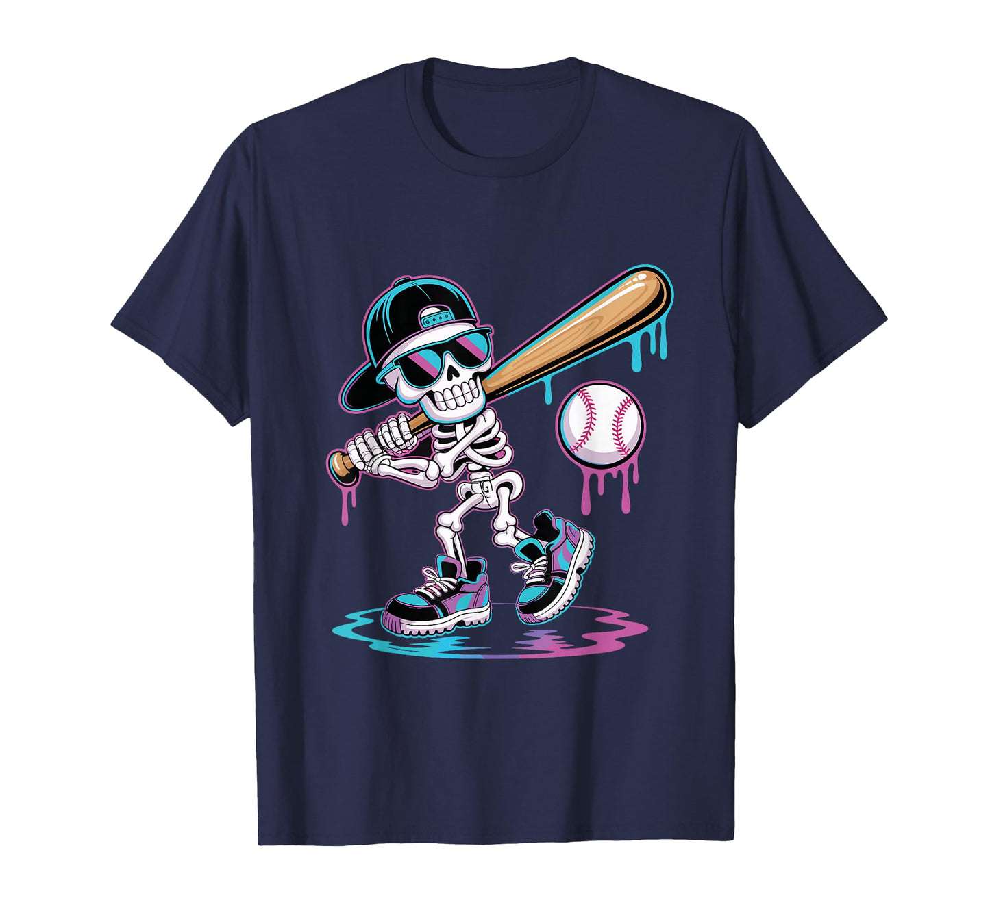 Funny Baseball Drip Skeleton Ice Cream Baseball Boys Youth T-Shirt