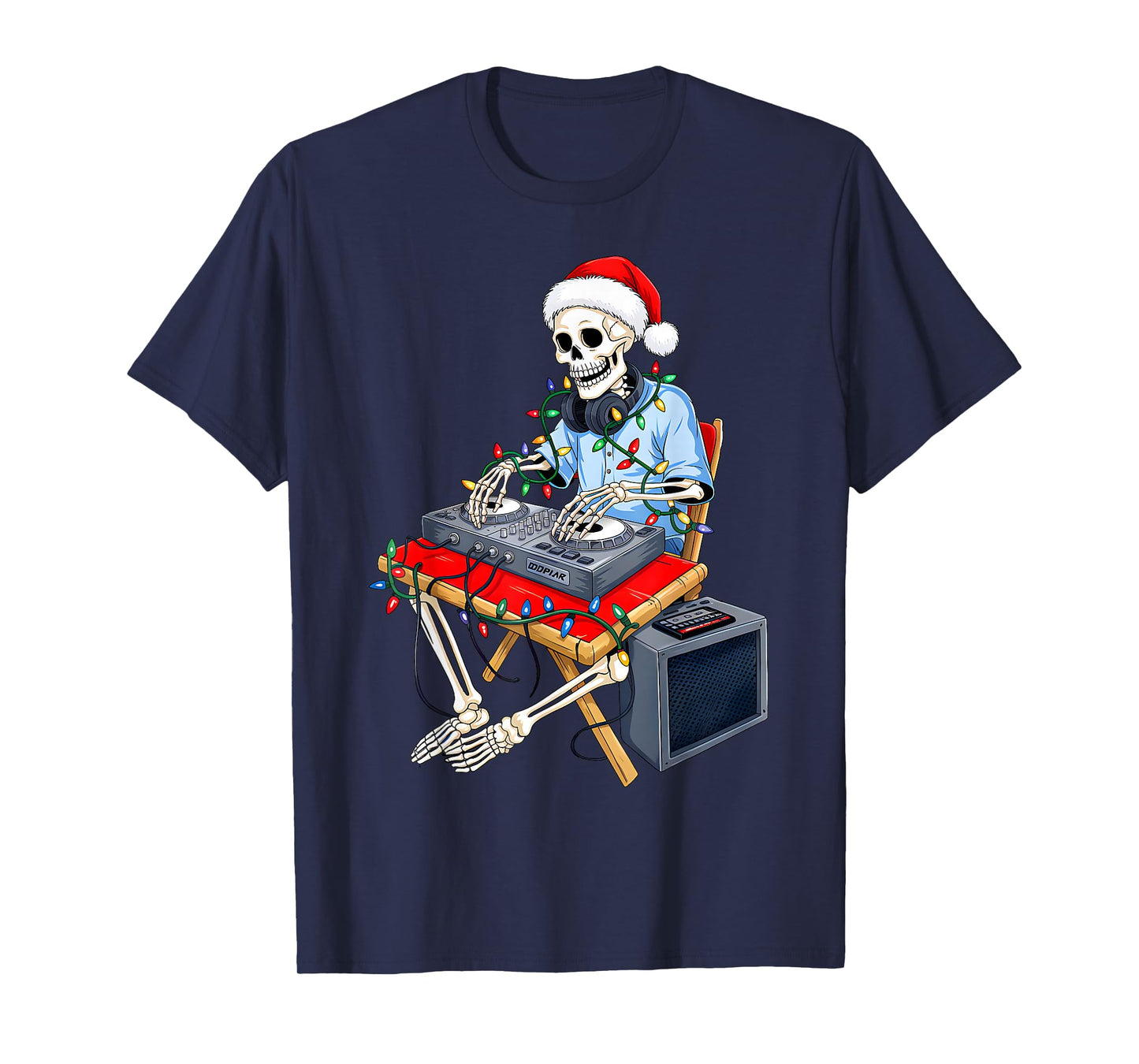 Xmas Santa Skeleton Playing Dj Funny Christmas Boys Kids T-Shirt
