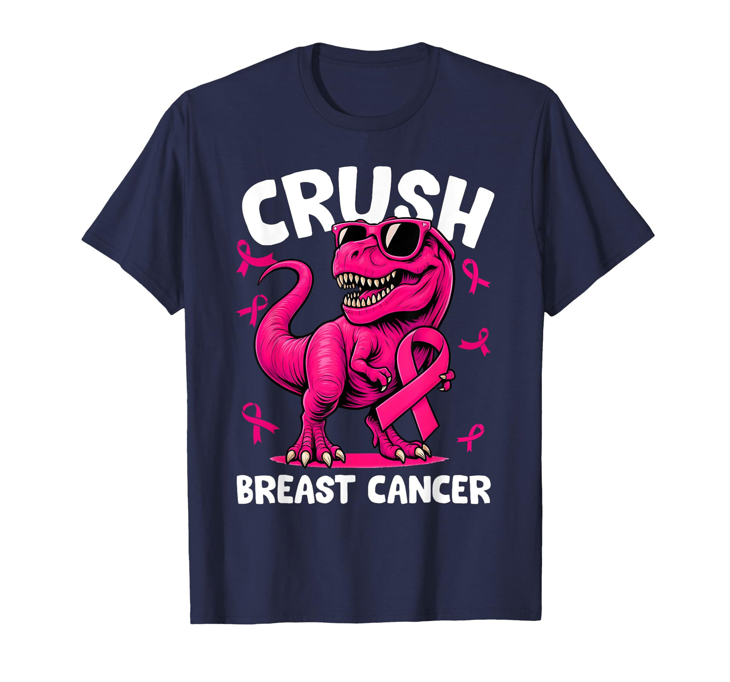 Crush Breast Cancer Dinosaur Pink Ribbon Kids Men Women T-Shirt