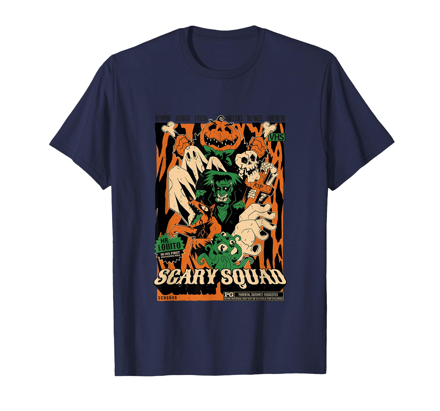 Scary Squad Retro VHS Halloween Monster Movie T-Shirt