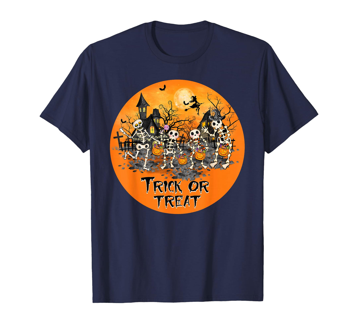 Trick or Treat Dancing Skeletons Funny Halloween T-Shirt