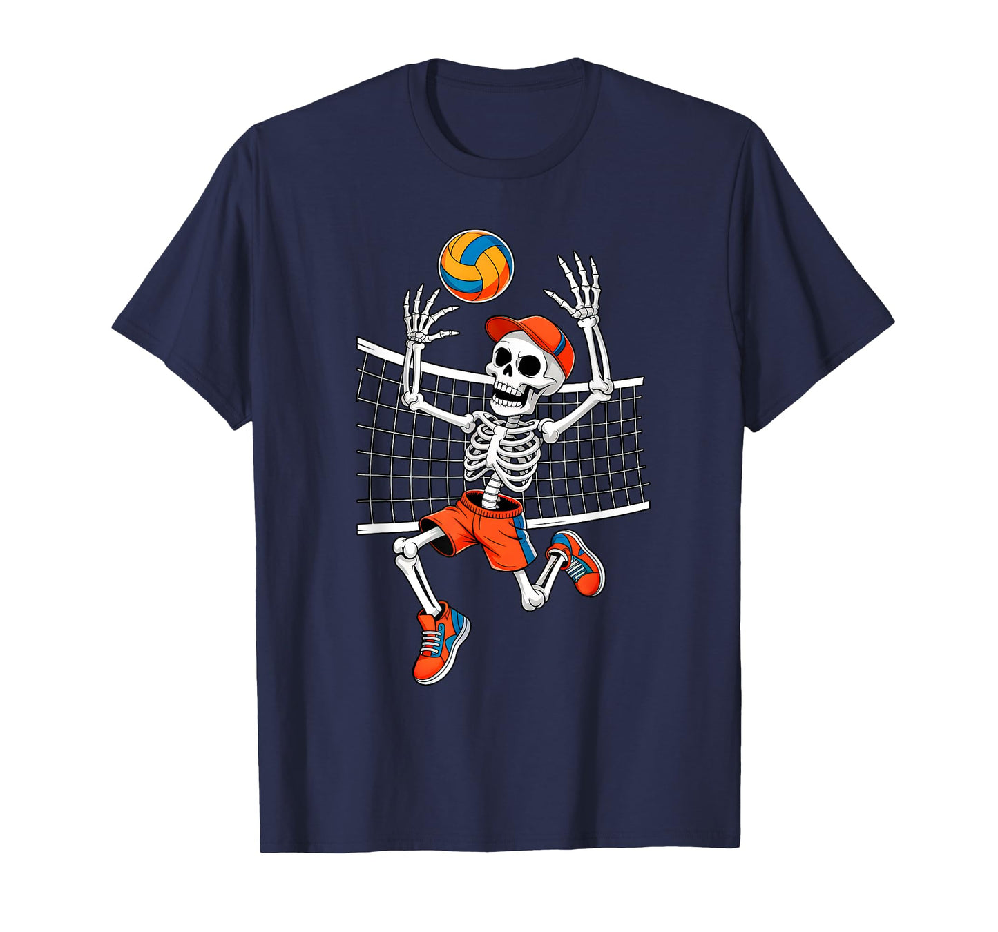 Funny Skeleton Play Volleyball Halloween Costume Boys Men T-Shirt