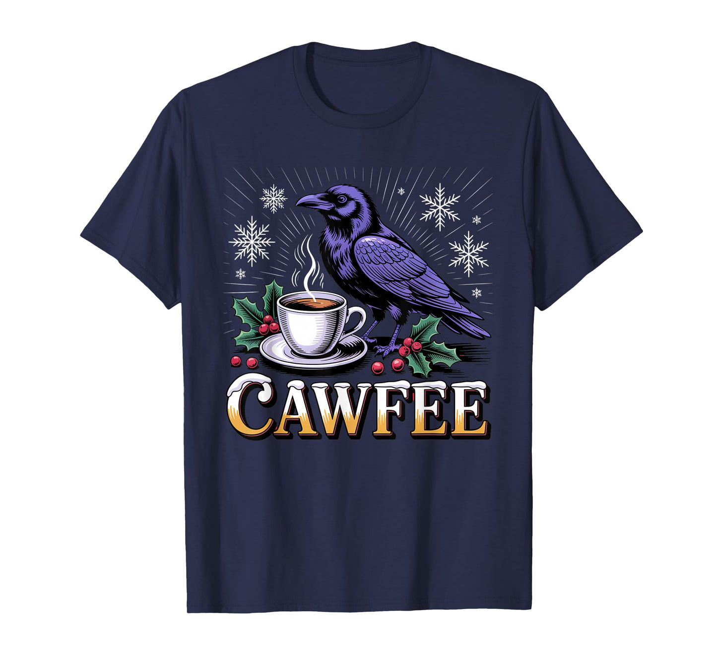 Cawfee Raven Funny Meme Gothic Christmas for Men Women T-Shirt