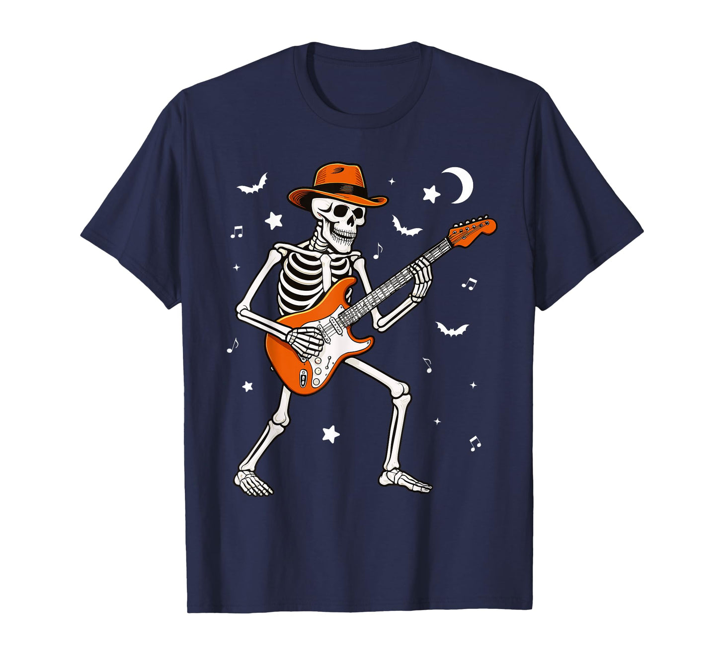 Skeleton Playing Guitar Guitarist Rock Halloween Skeleton T-Shirt