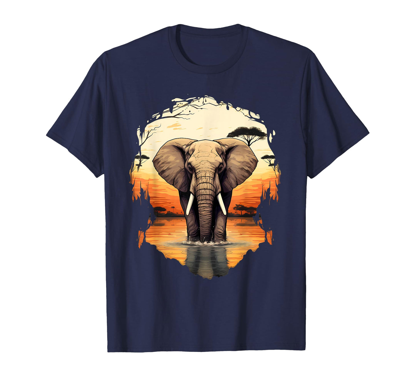 Elephant Wildlife Safari Artwork Savanna Nature Animal Art T-Shirt