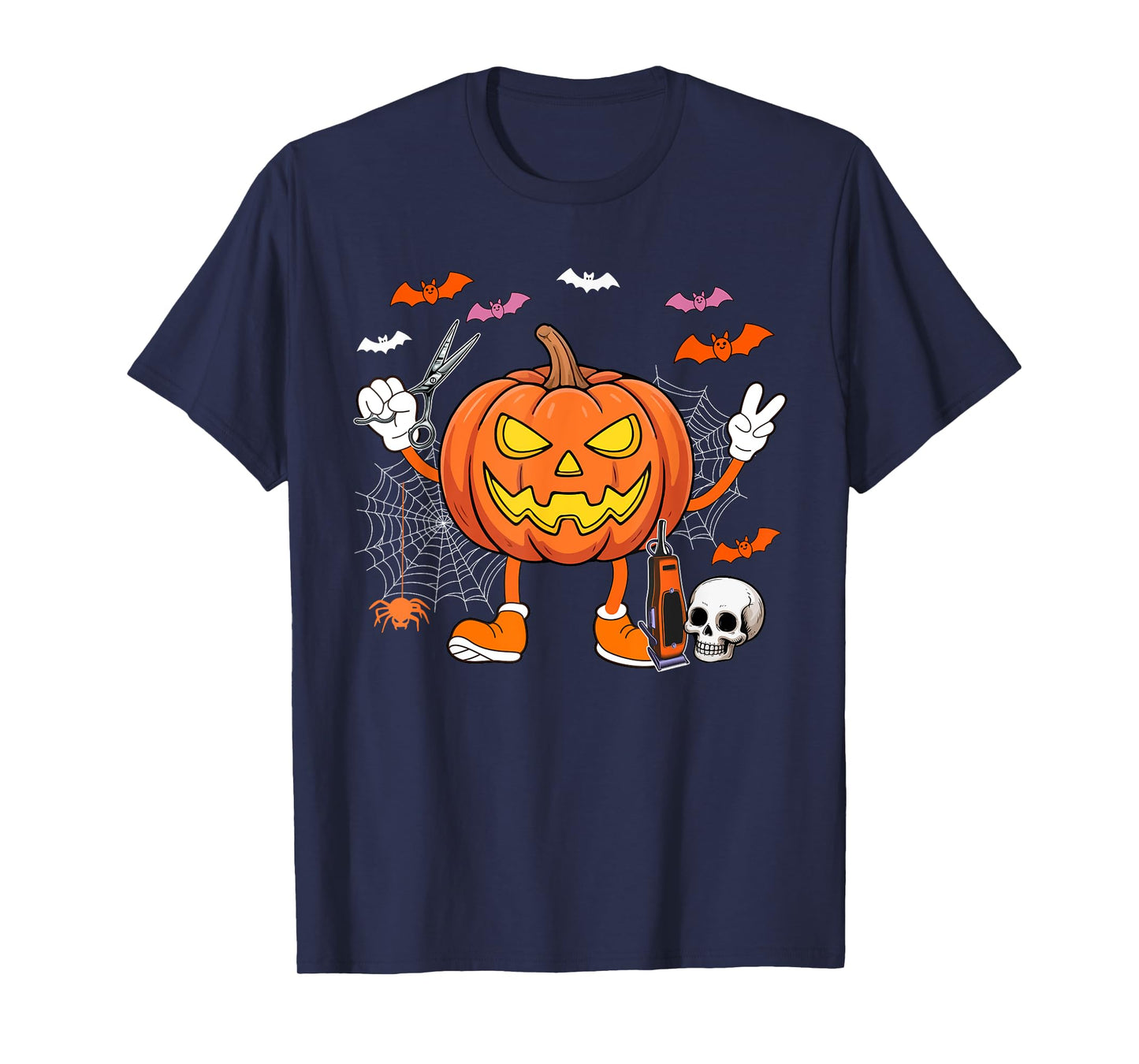 Barber Job Horror Carved Pumpkin Halloween Costume Team T-Shirt