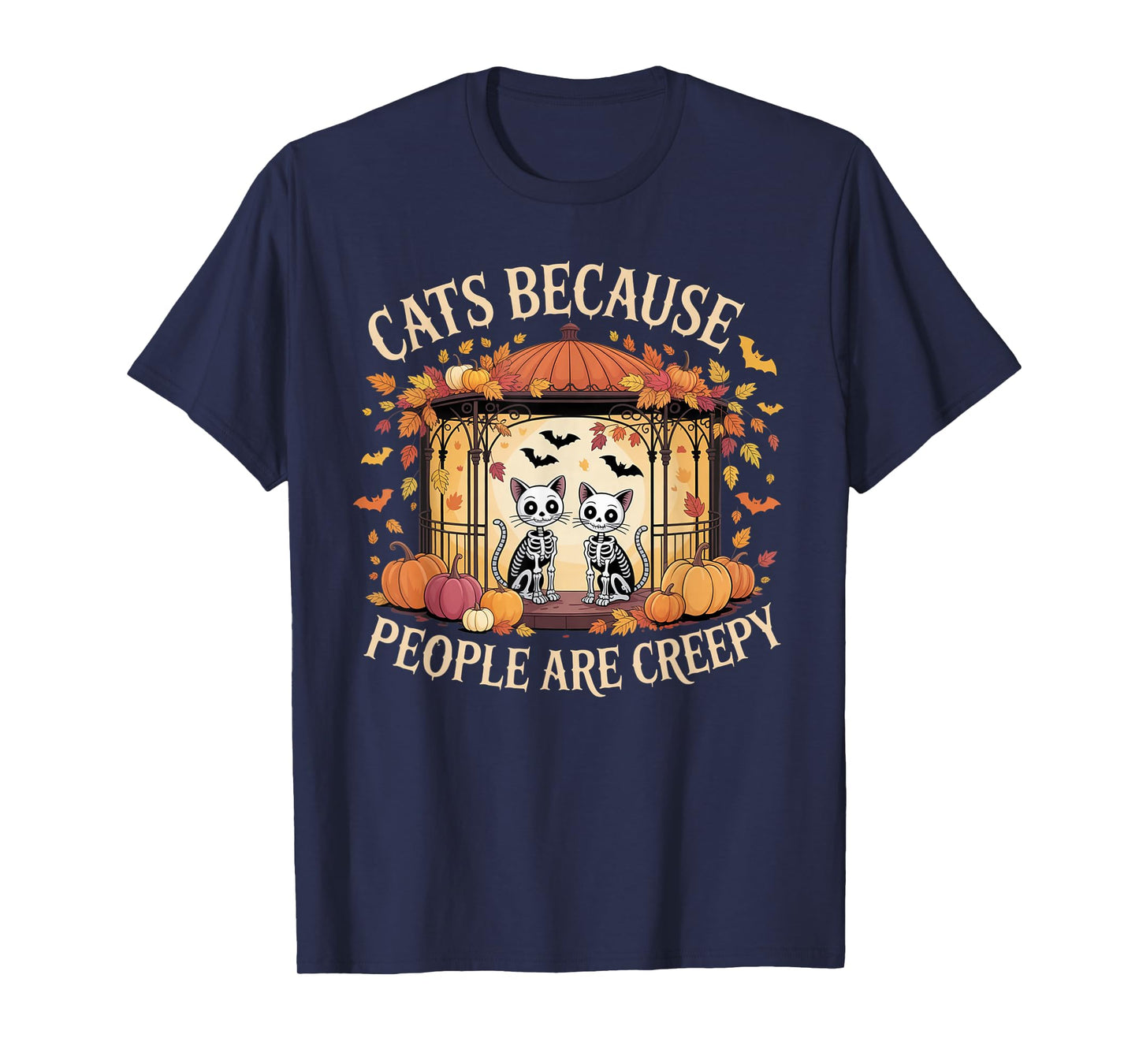 Cats Because People are Creepy Ghost Halloween Cat Mom Kids T-Shirt