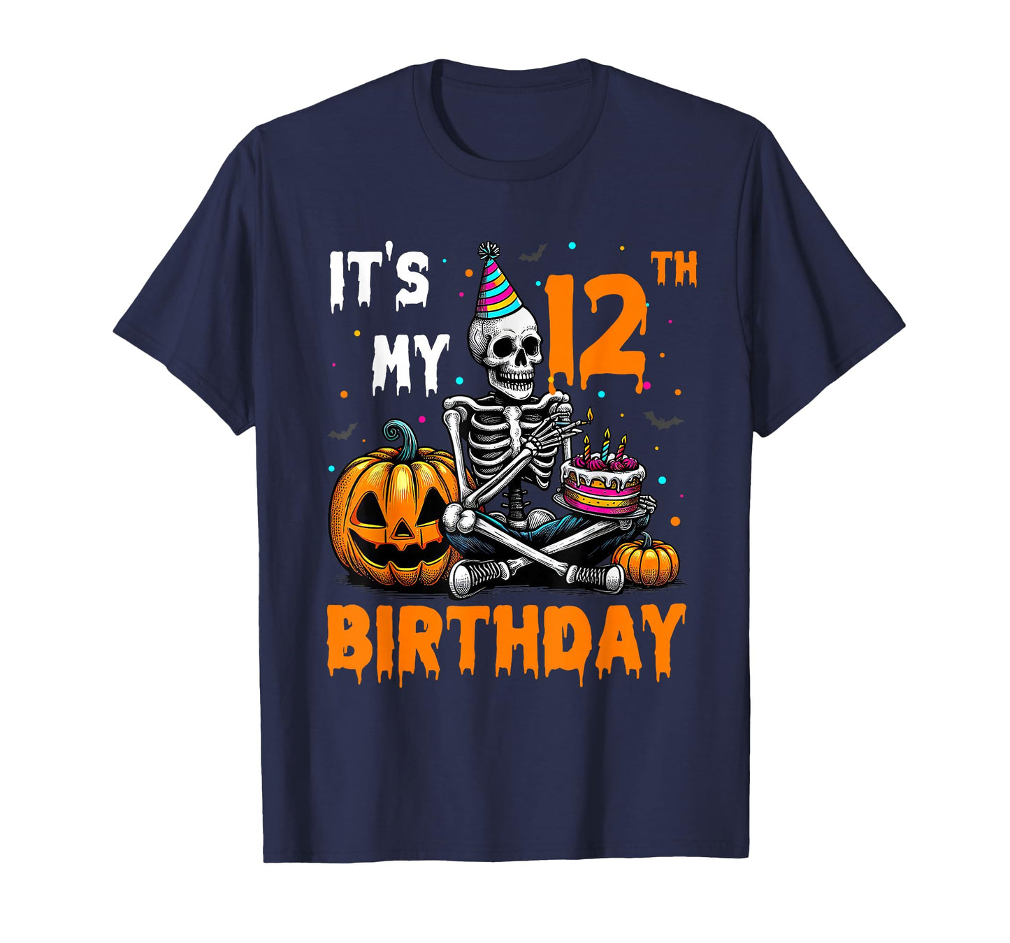 Skeleton 12th Birthday Halloween Party Kids 12 Years Gift T-Shirt