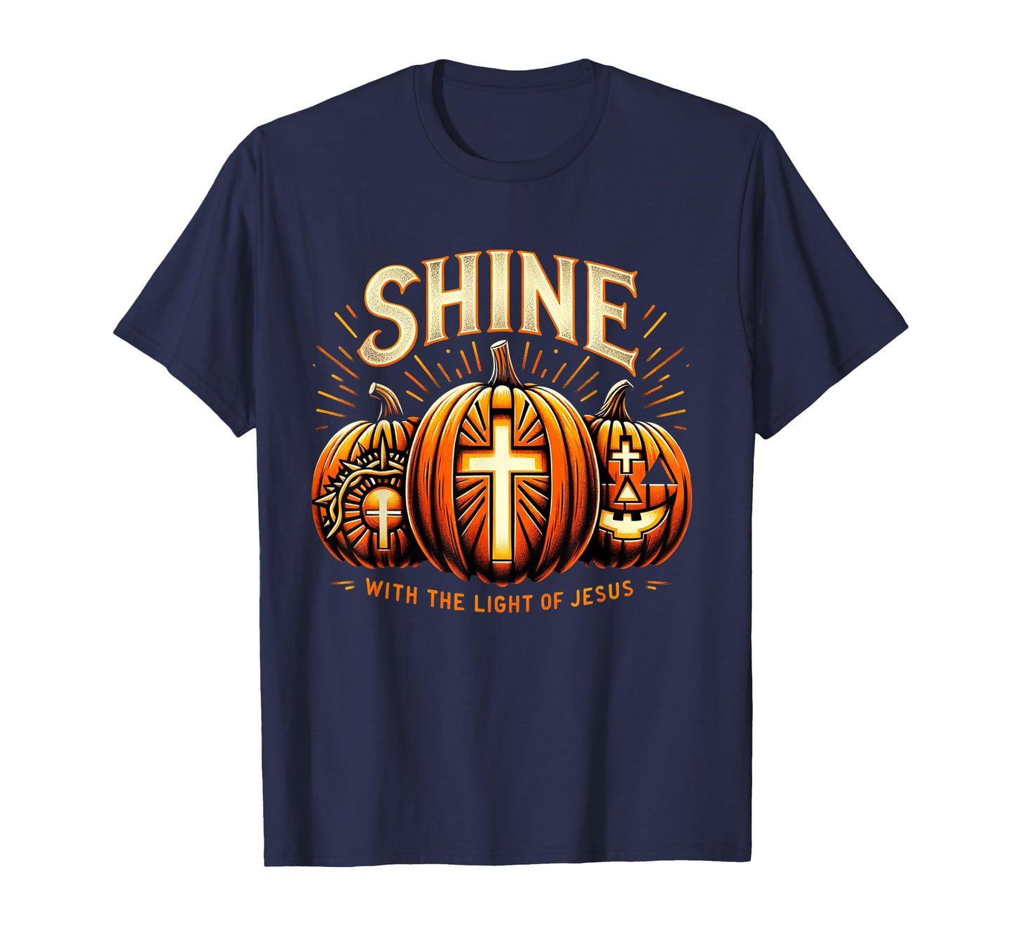 Halloween Scary Pumpkin Shine With Light Of Jesus Christian T-Shirt