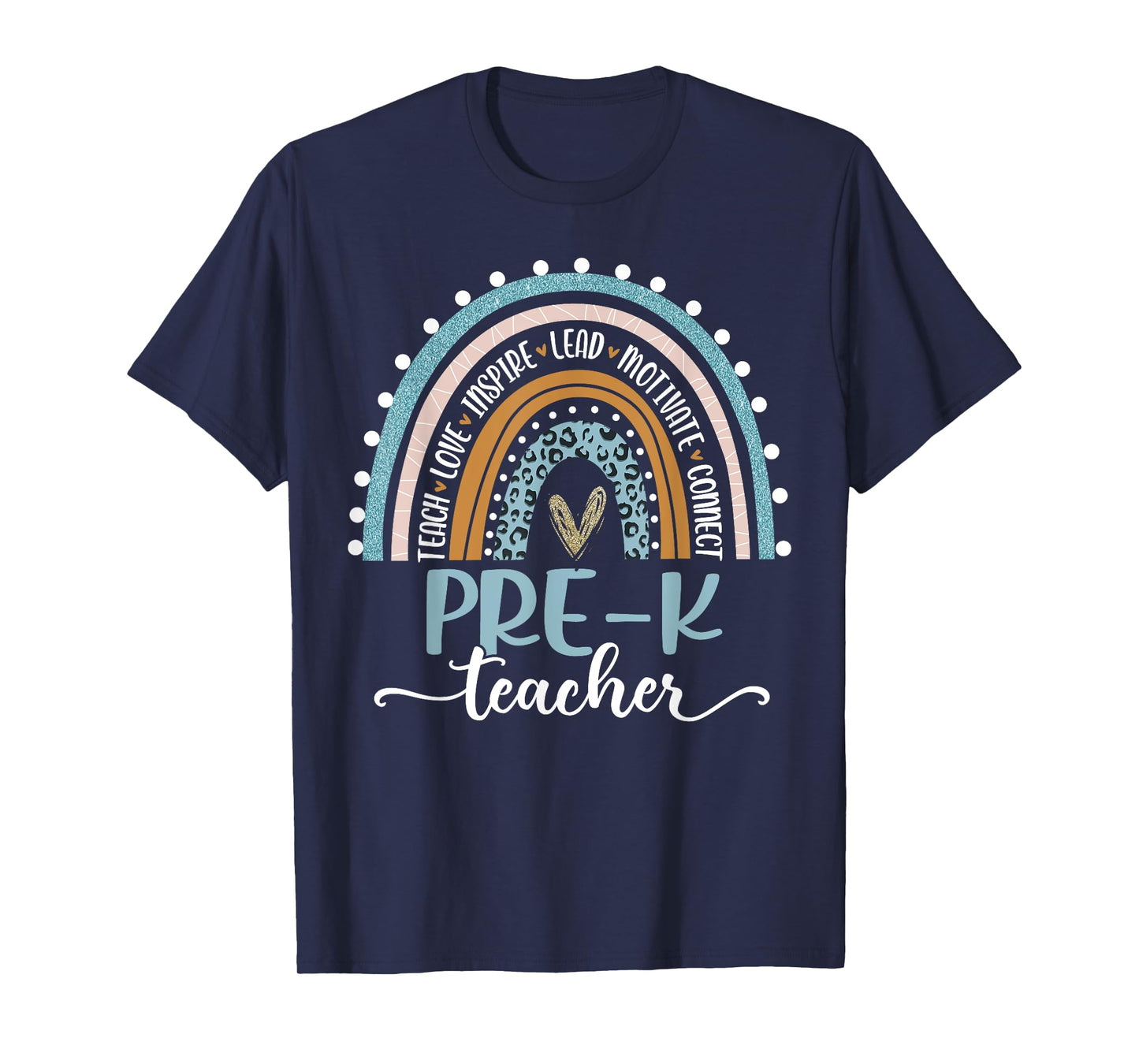 Pre-K Teacher Leopard Boho Rainbow Back To School T-Shirt