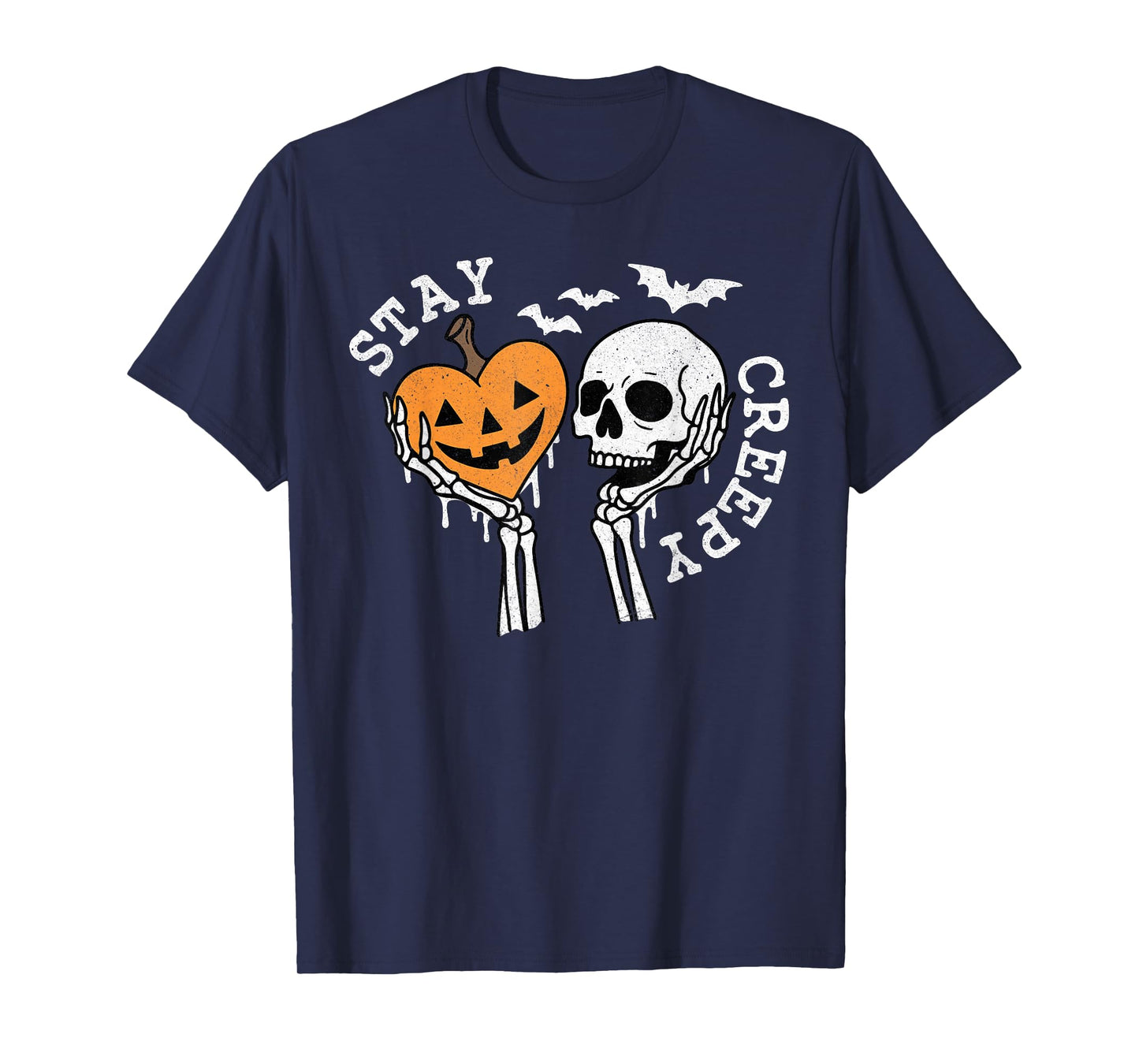 Stay Creepy Dripping Heart Halloween Skeleton Hand Spooky T-Shirt