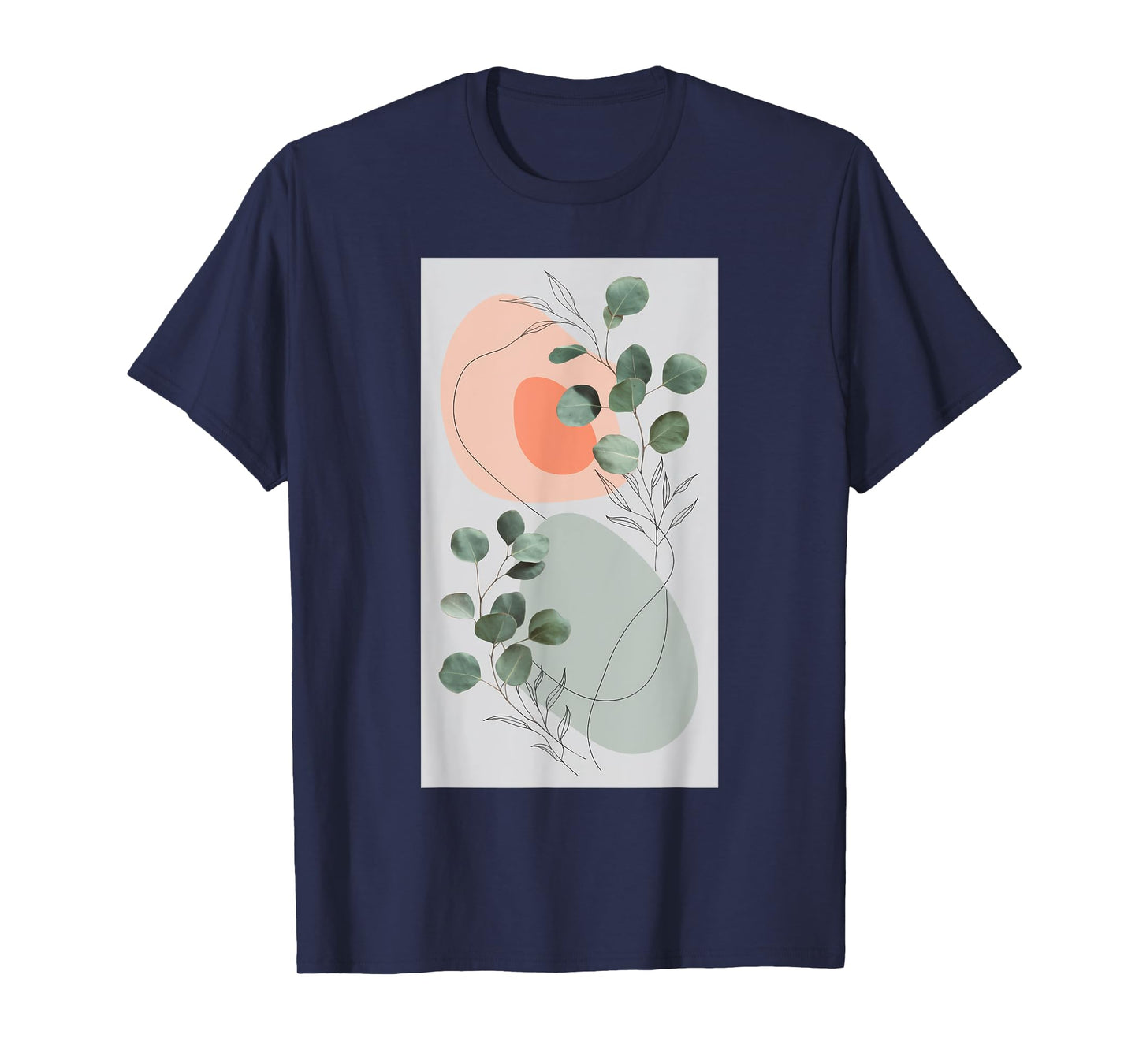 Eucalyptus Plant Nature Collage Line Art T-Shirt