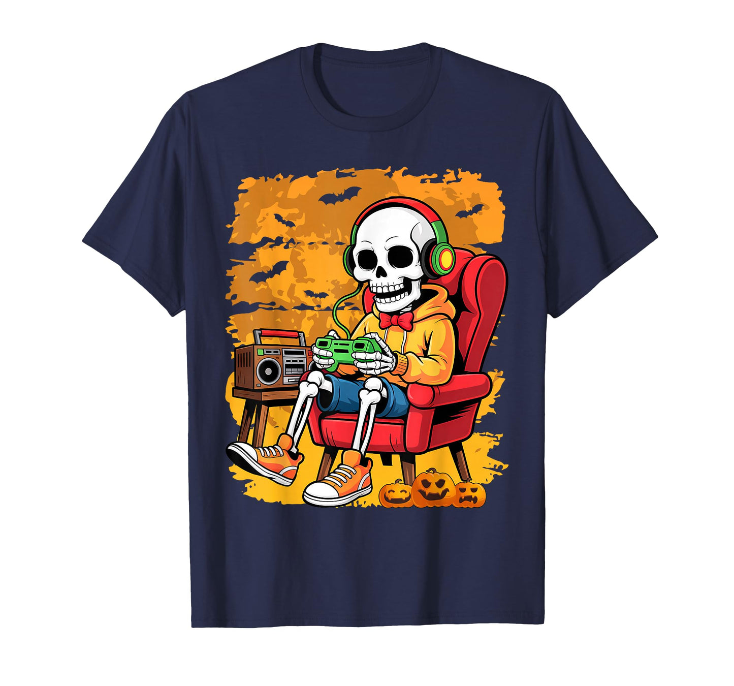 Halloween Skeleton Gamer Funny Video Gaming Boys T-Shirt