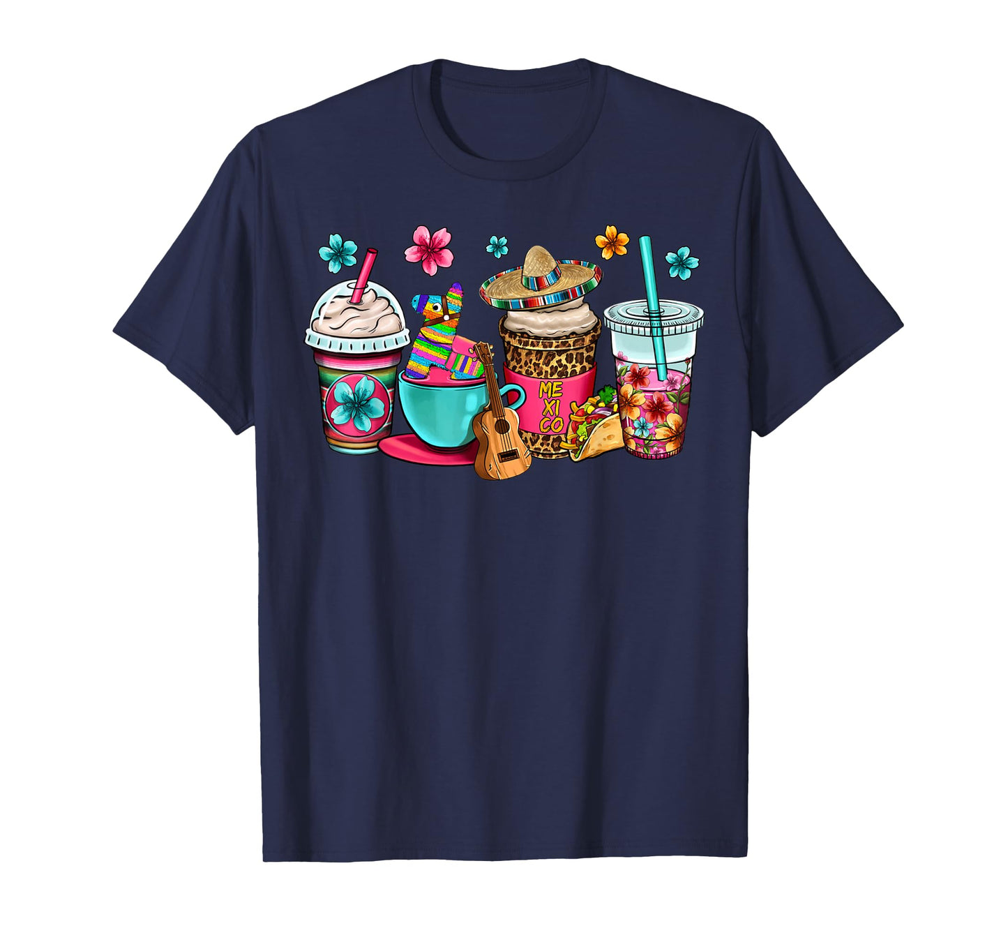 Mexico Fiesta Coffe Cups Patriotic Mexicans Independence Day T-Shirt