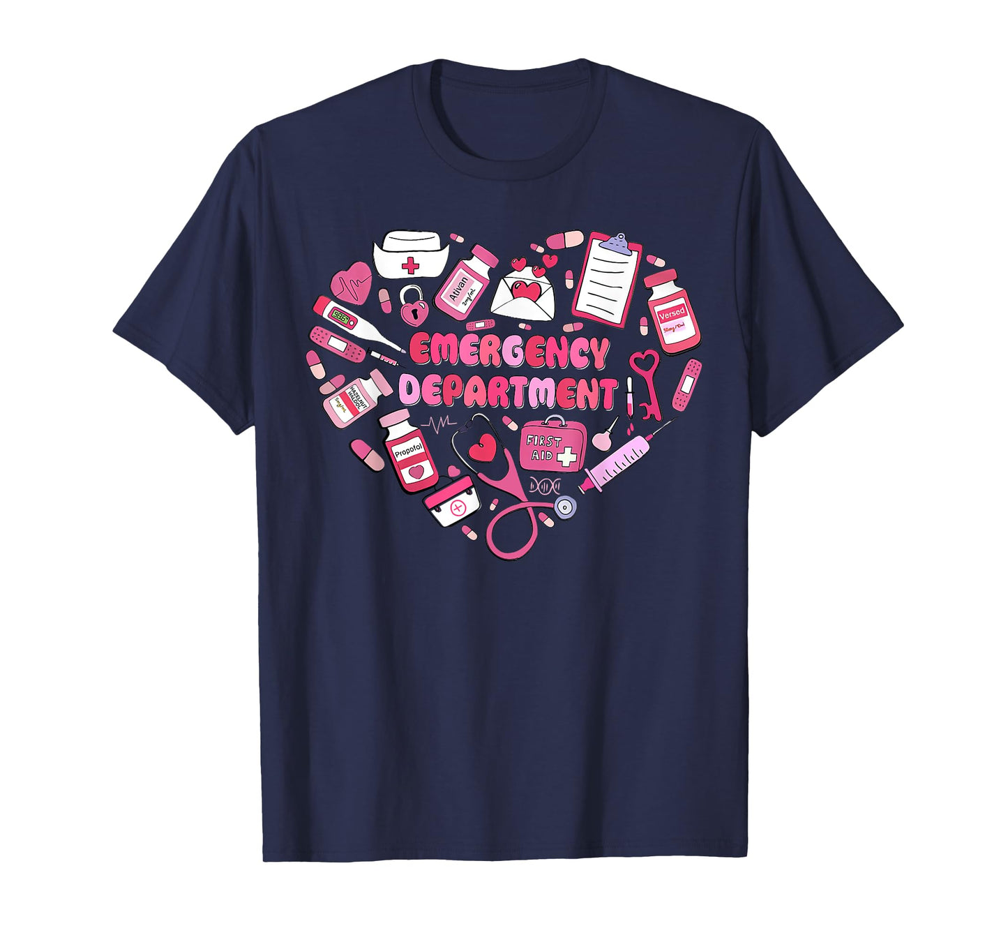 Groovy Heart Emergency Department Er Nurse Er Room T-Shirt