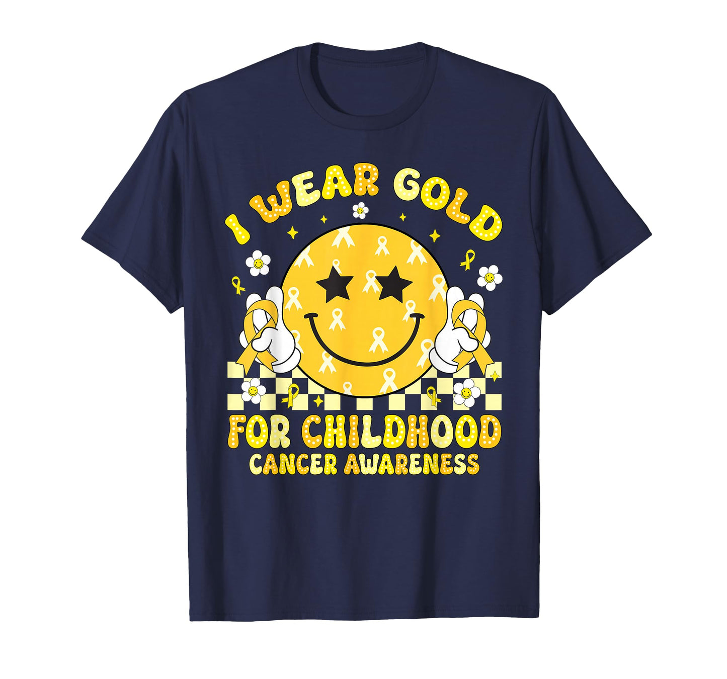 Retro I Wear Gold for Childhood Cancer Awareness Gold Ribbon T-Shirt