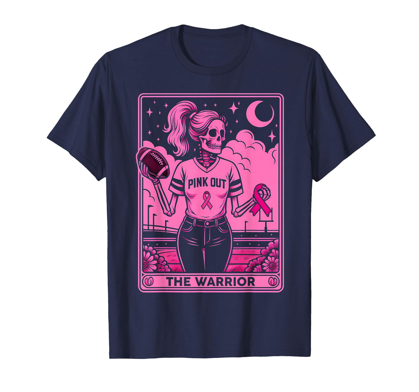 Pink Out Football Breast Cancer Warrior Tarot Card Women T-Shirt