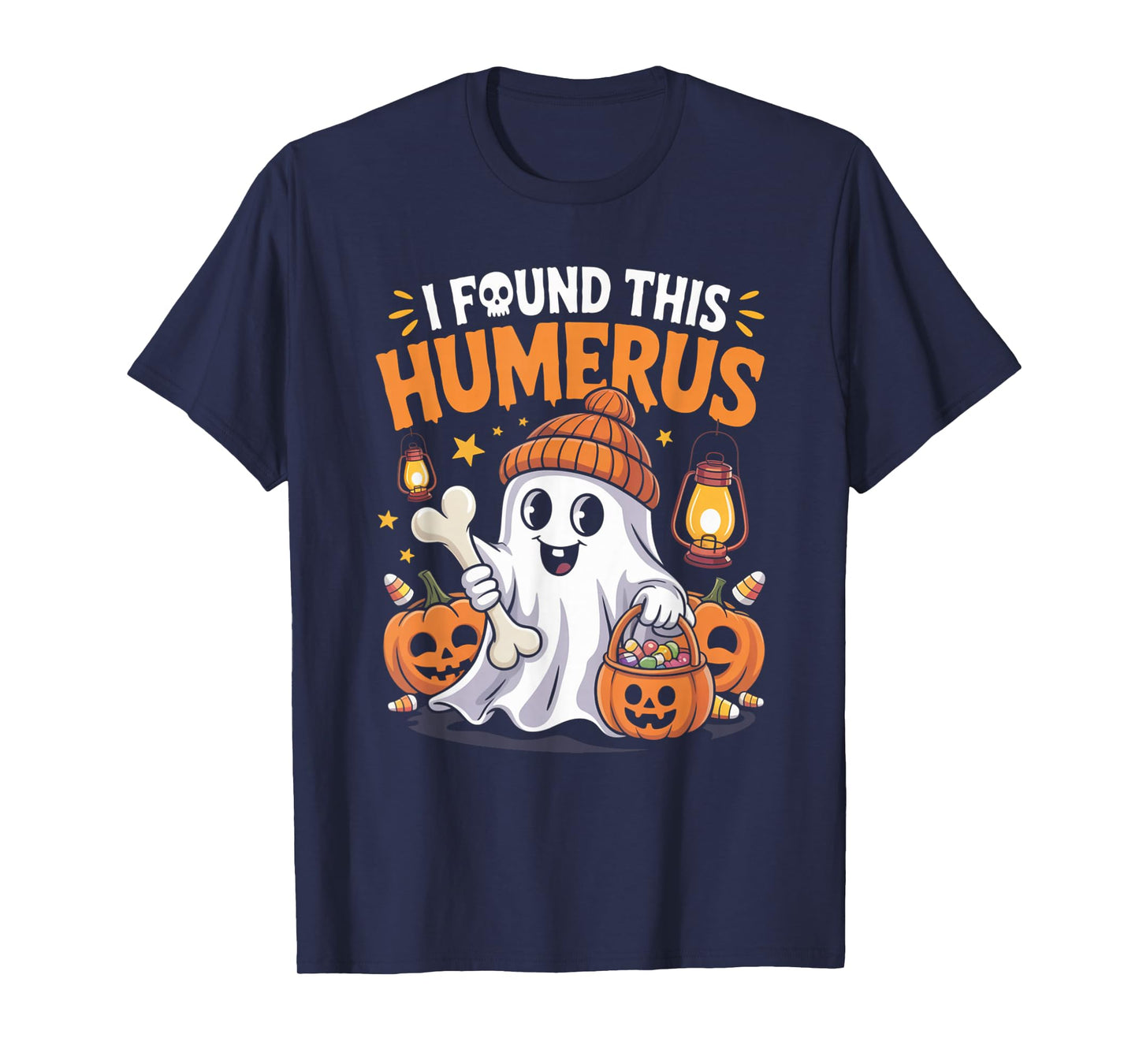 Ghost I Found This Humerus Halloween Skeleton Women Gifts T-Shirt