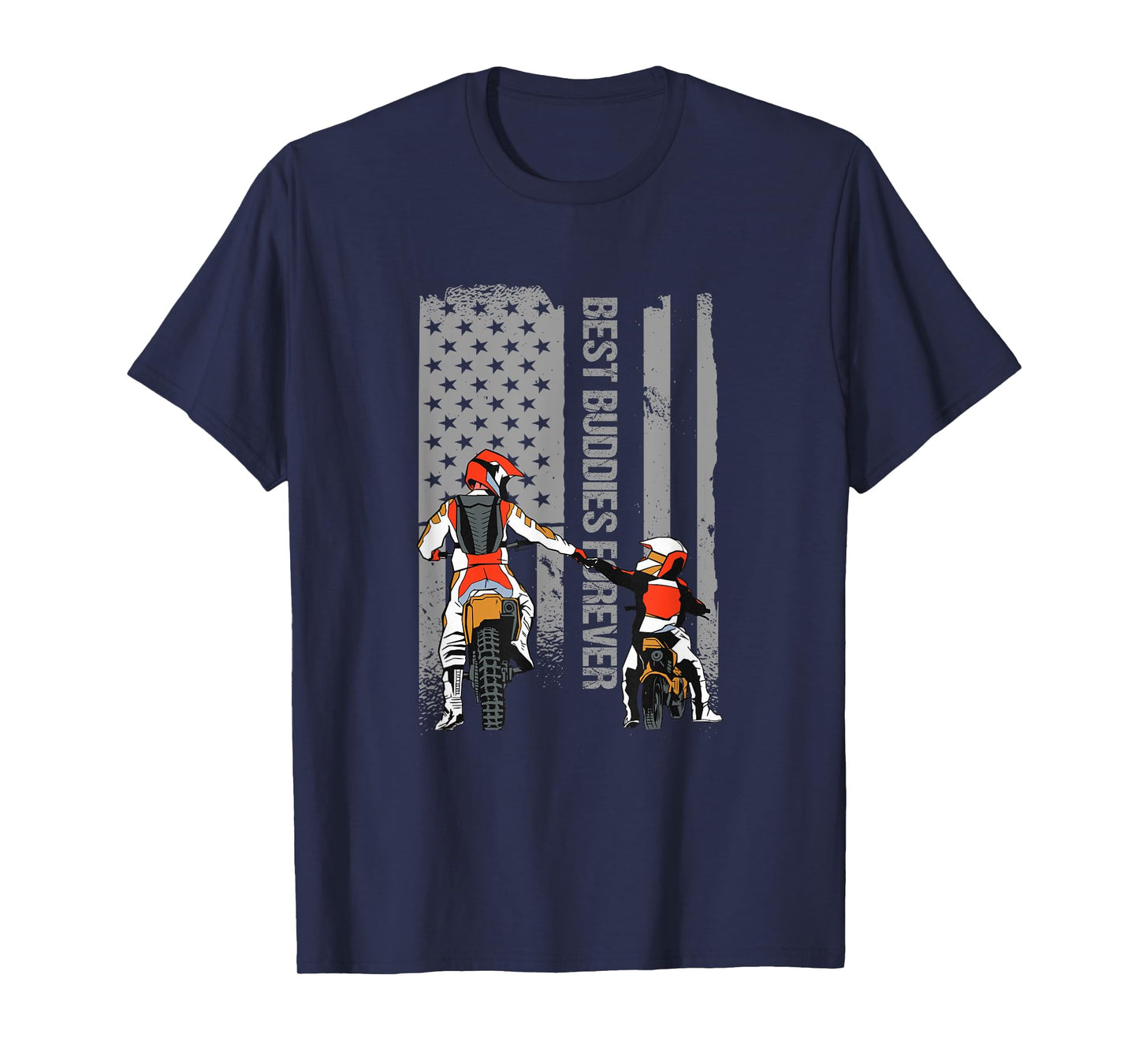 Motocross Dirt Bike Fathers Day Best Dad American Flag Gift T-Shirt for Women Men