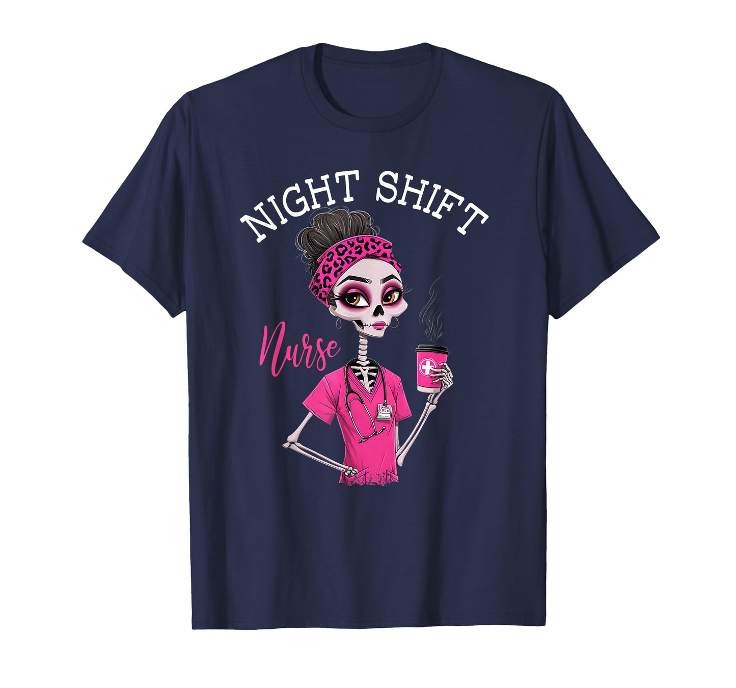 RN ICU Night Shift Nurse Skeleton T-Shirt