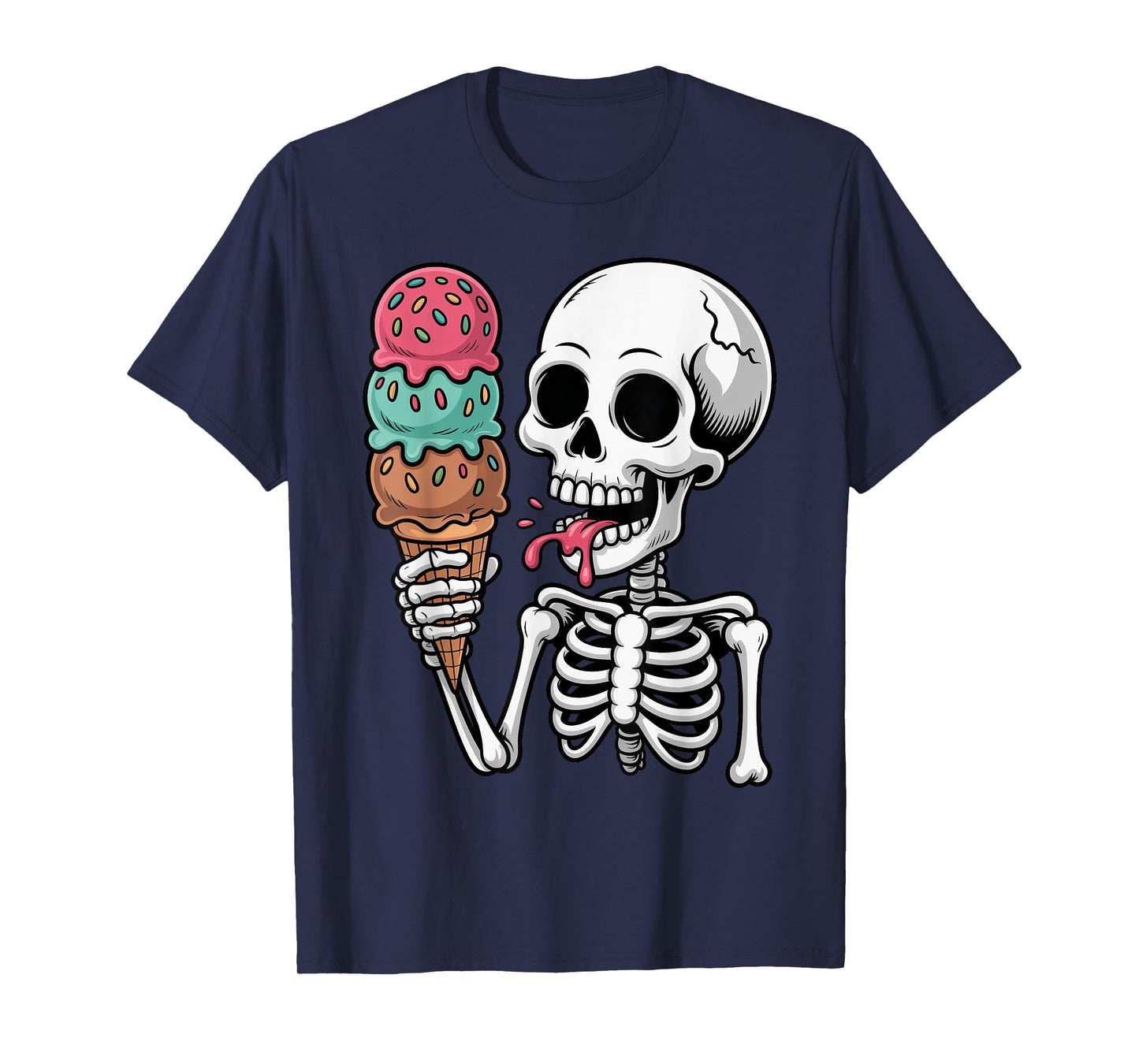Halloween Creepy Skeleton Eating Ice Cream Trick or Treat T-Shirt