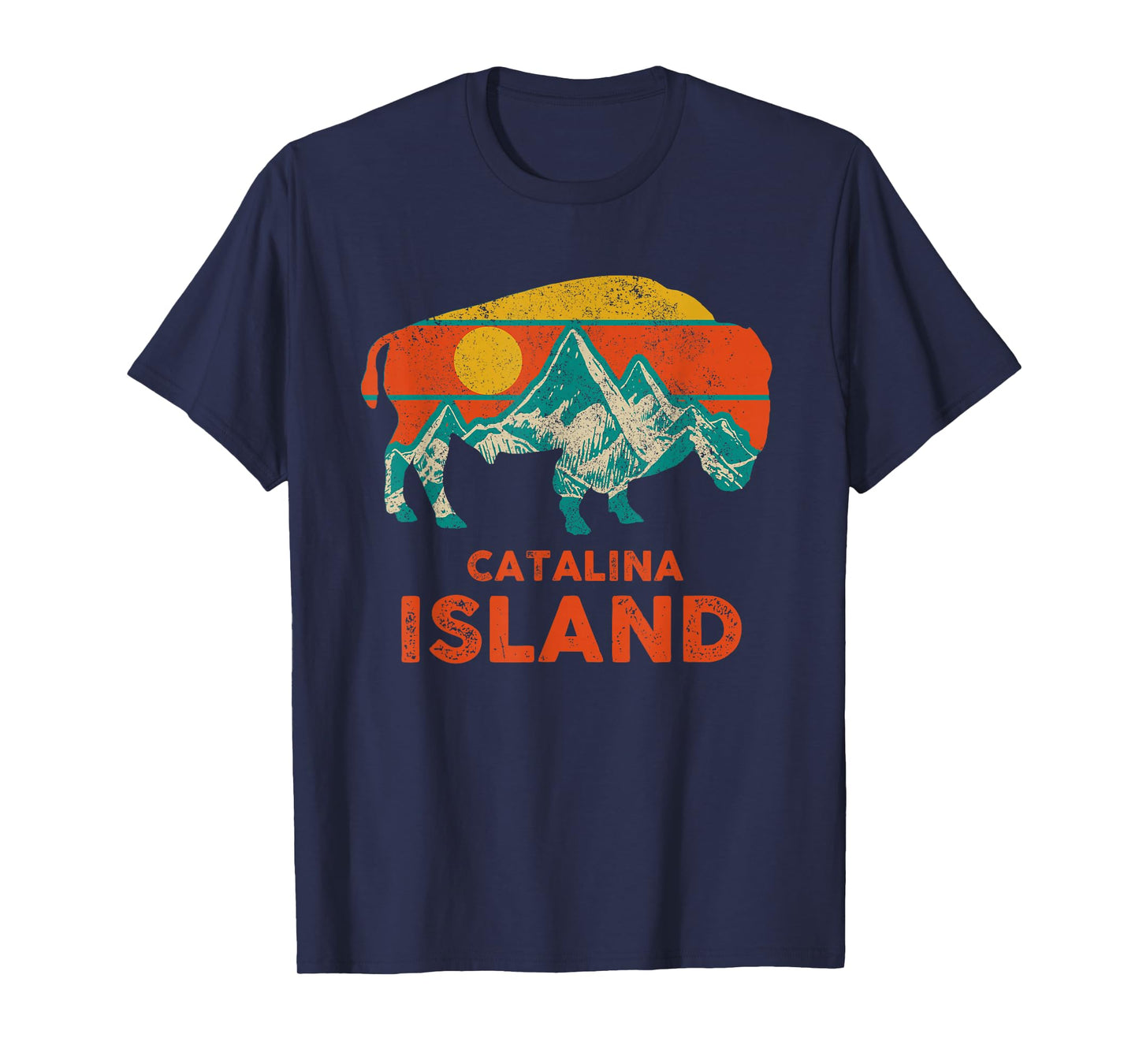 Catalina Island Vintage Bison Buffalo America Souvenir T-Shirt