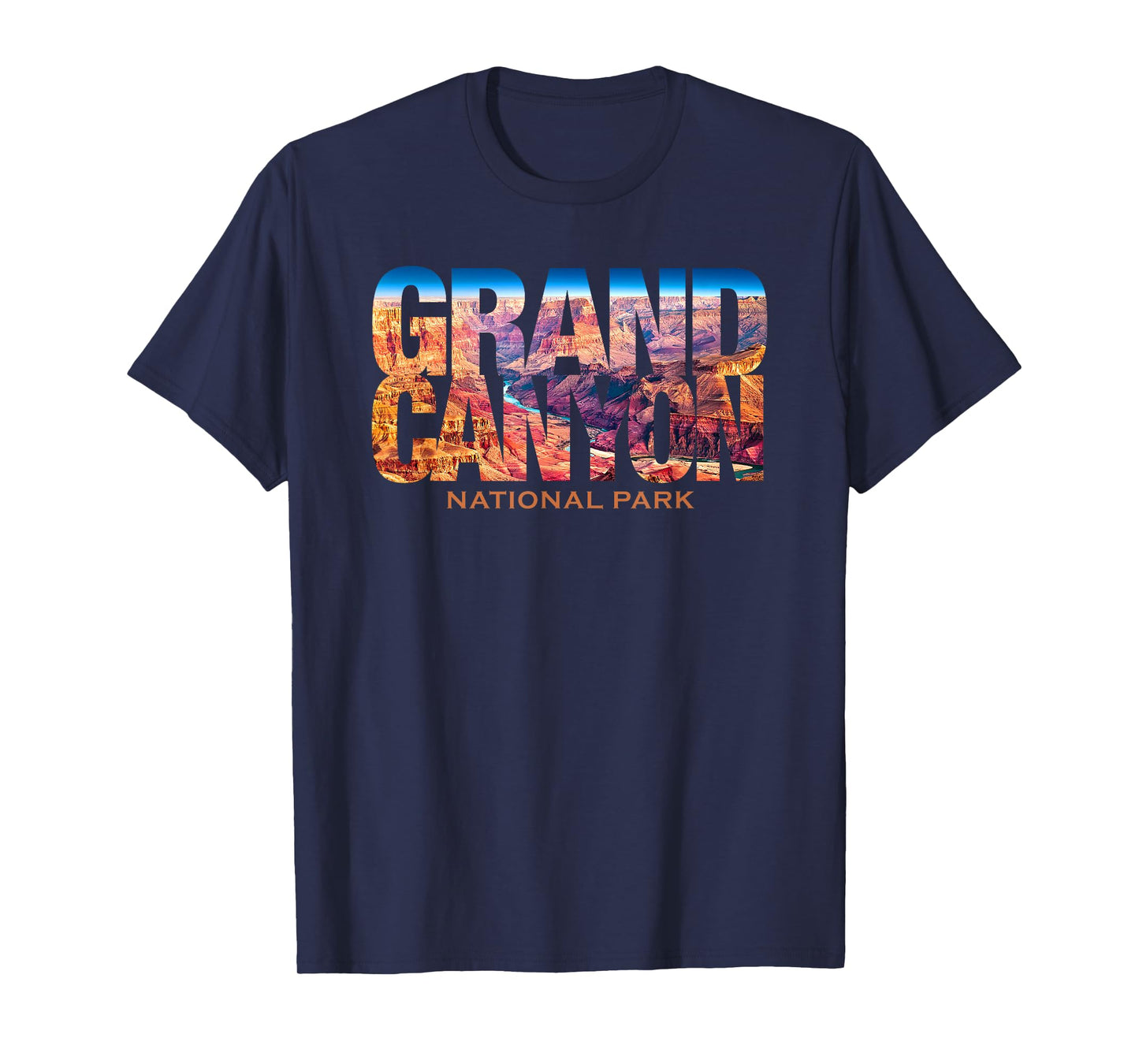 Vintage Grand Canyon National Park Souvenir Shirts Grand Canyon National Park Photo Text Hiking T-Shirt Unisex-Adults Black Small Classic Fit Short Sleeve