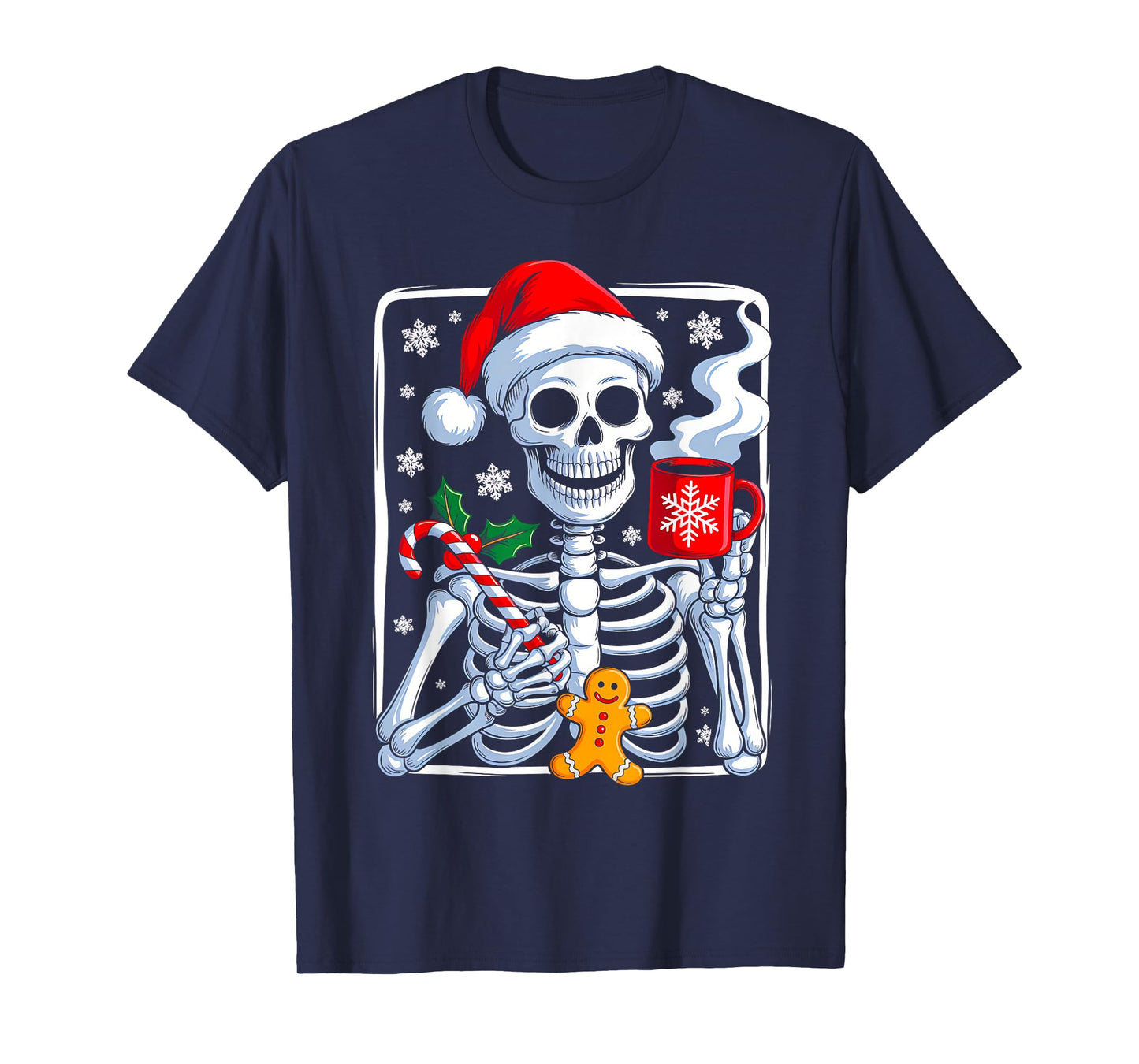 Funny Christmas Skeleton Hot Chocolate Xmas Men Women Kids T-Shirt