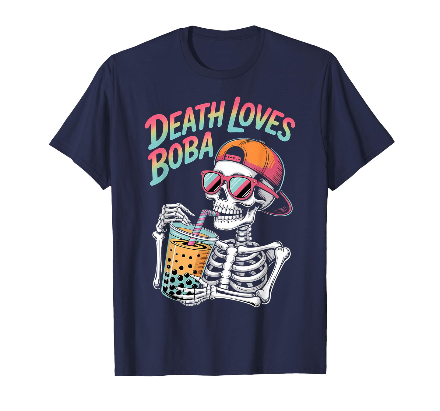 Funny Halloween Skeleton Boba Tea Costume T-Shirt