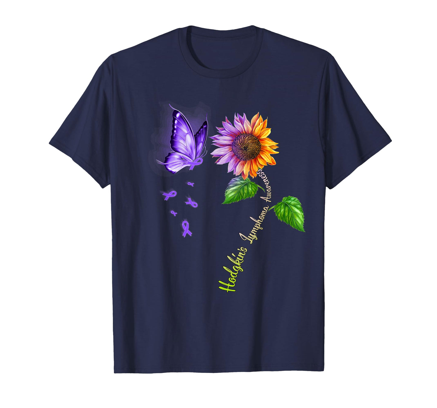 Butterfly Sunflower Hodgkin's Lymphoma Awareness T-Shirt