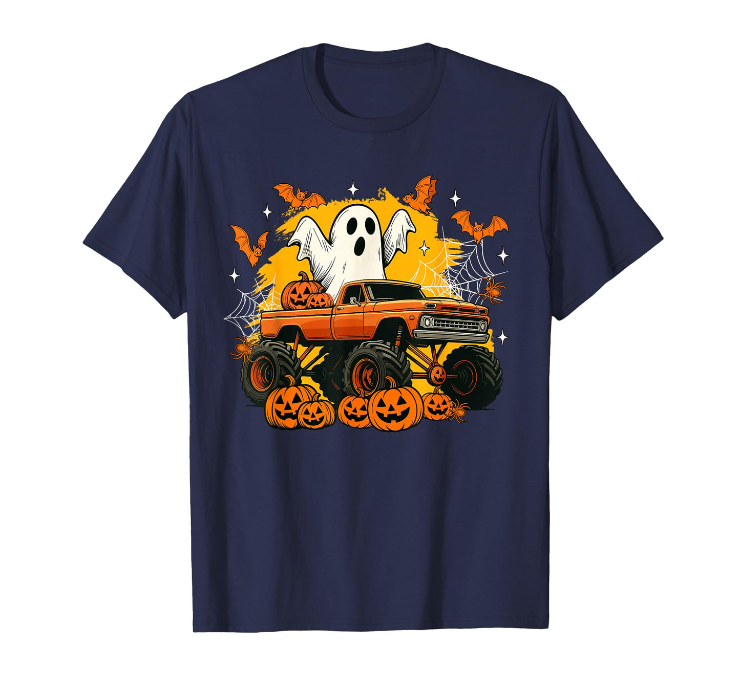 Boo Ghost Monster Truck Pumpkin Halloween Toddler Boys Kids T-Shirt